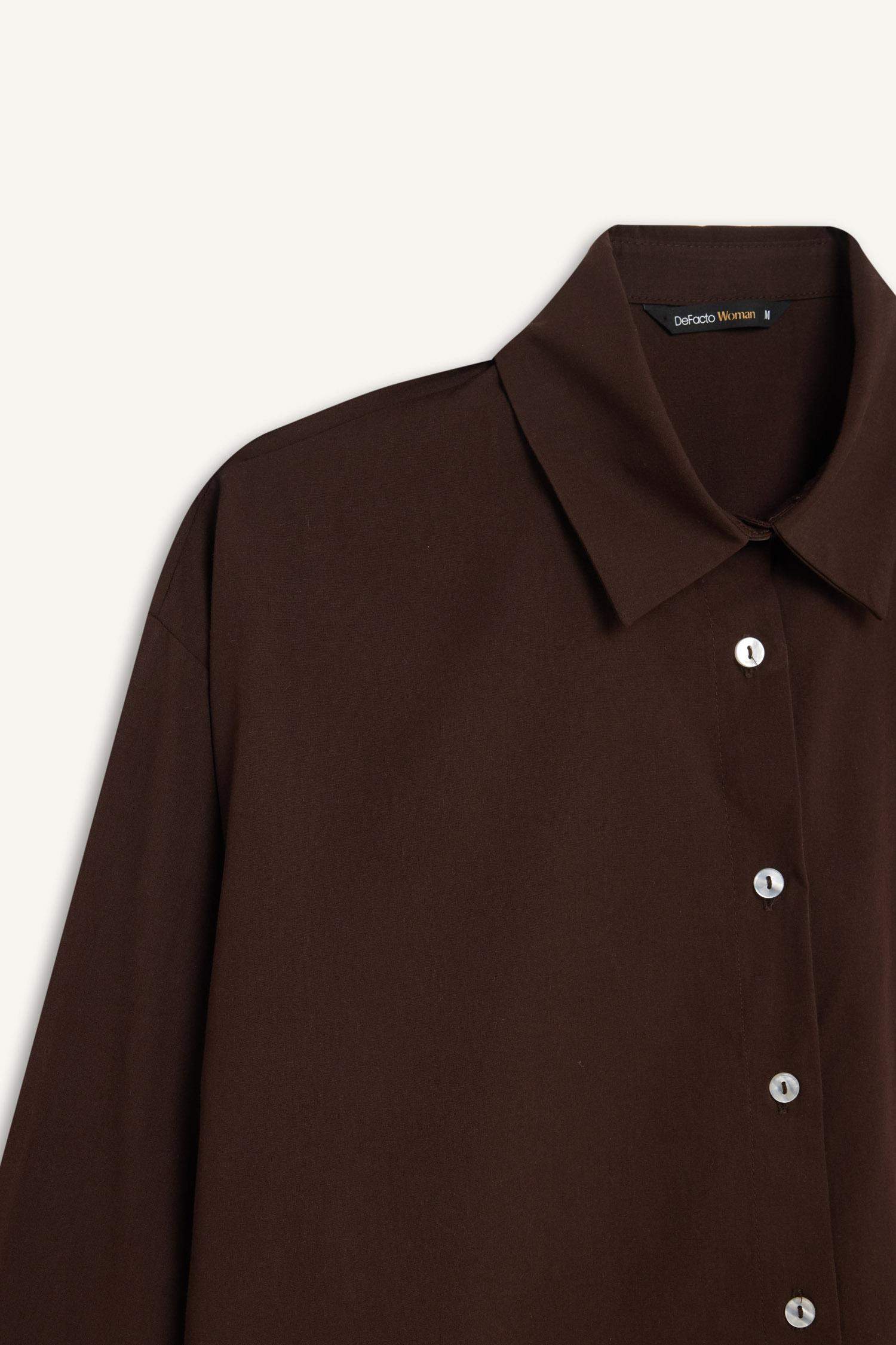 Oversize Geniş Kalıp Poplin Basic Düz Uzun Kollu Gömlek