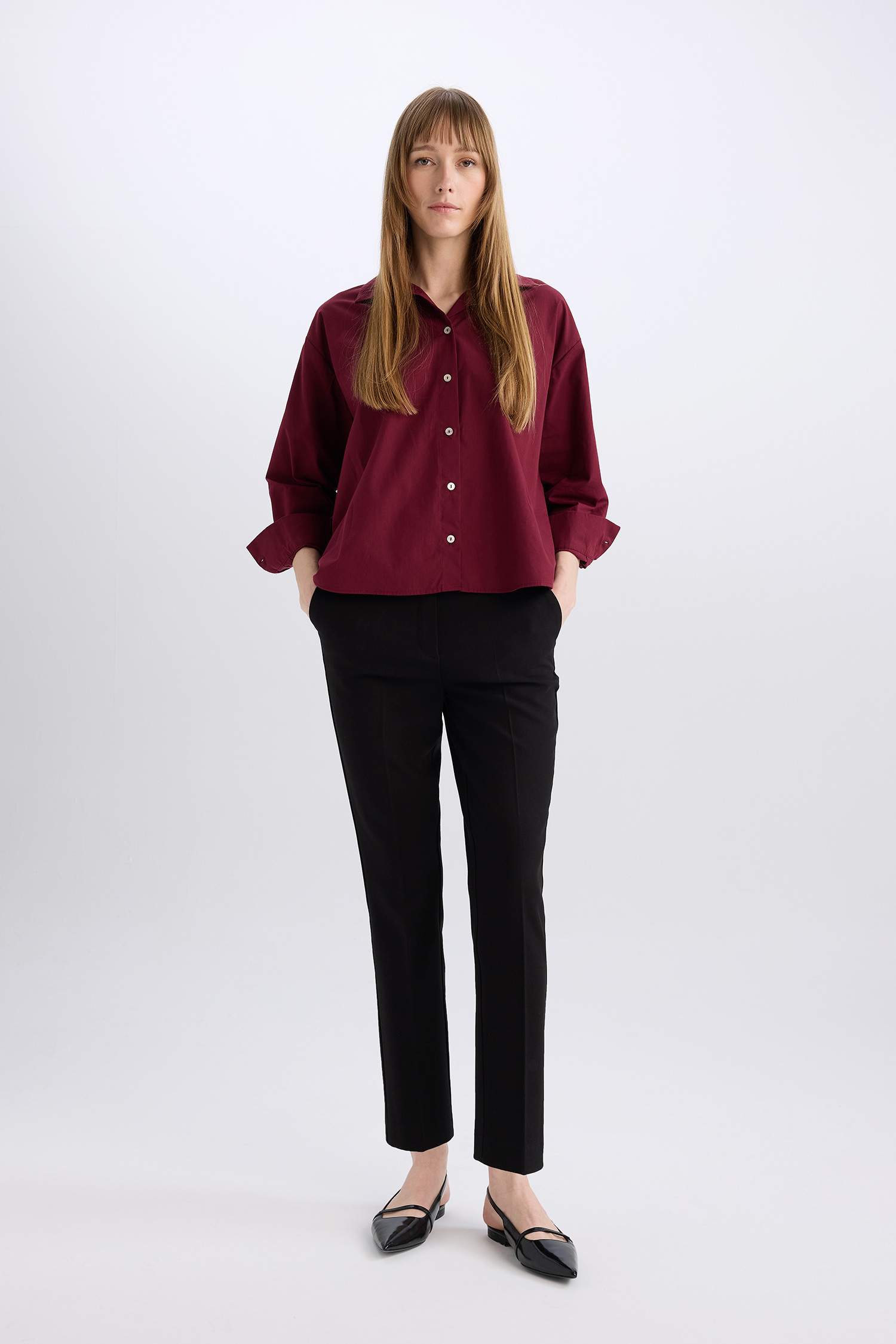 Oversize Geniş Kalıp Poplin Basic Düz Uzun Kollu Gömlek