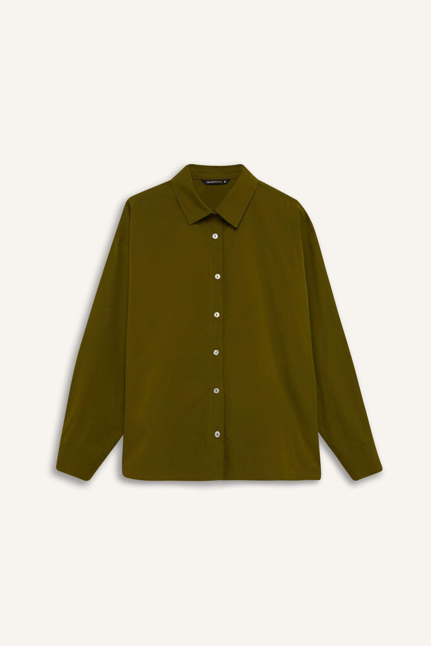 Oversize Geniş Kalıp Poplin Basic Düz Uzun Kollu Gömlek