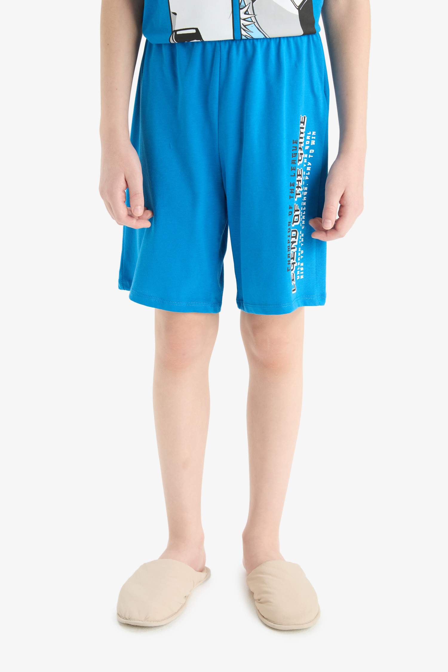 Erkek Çocuk Pijama Takımı Baskılı Kısa Kollu Üst Beli Lastikli Şort