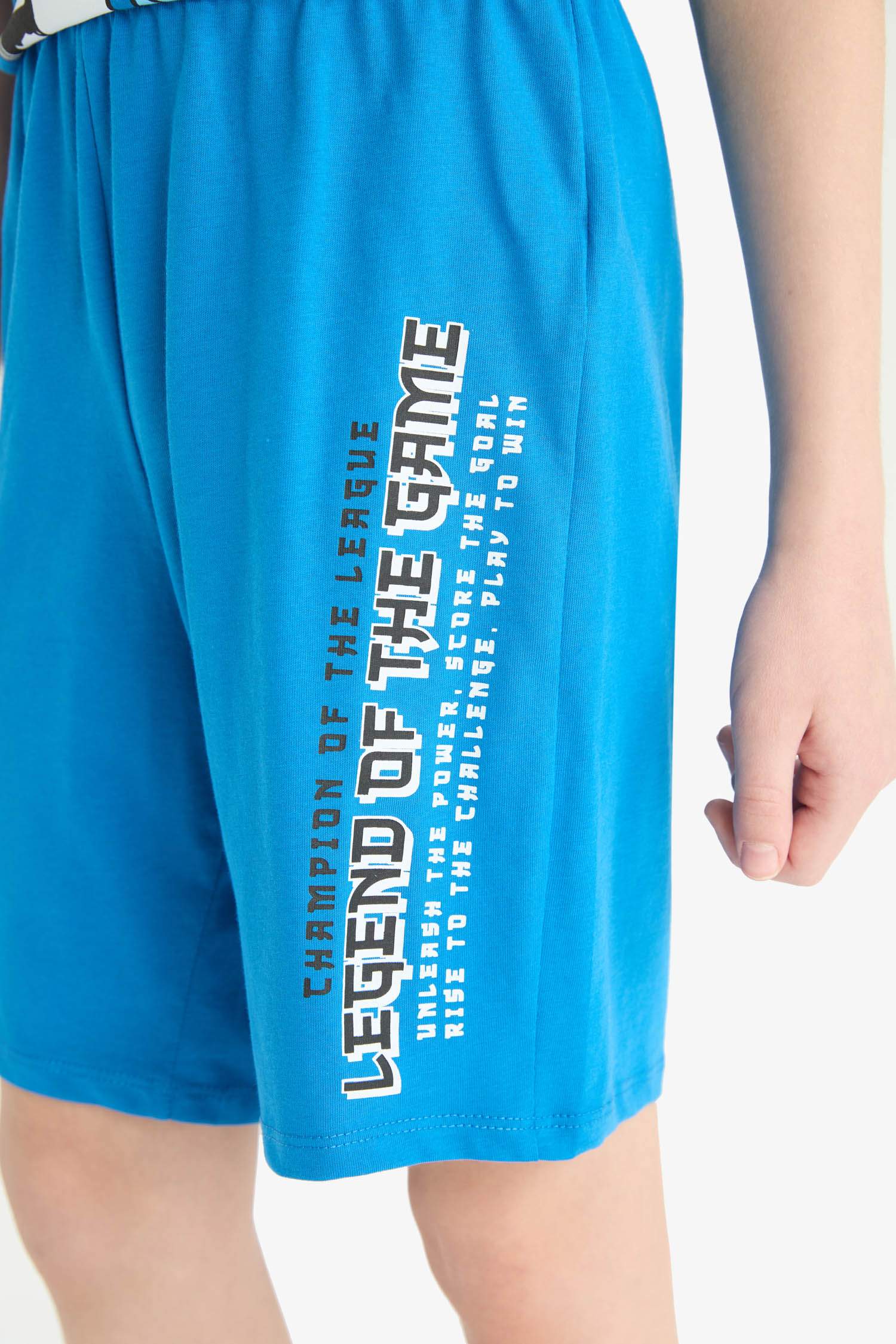 Erkek Çocuk Pijama Takımı Baskılı Kısa Kollu Üst Beli Lastikli Şort