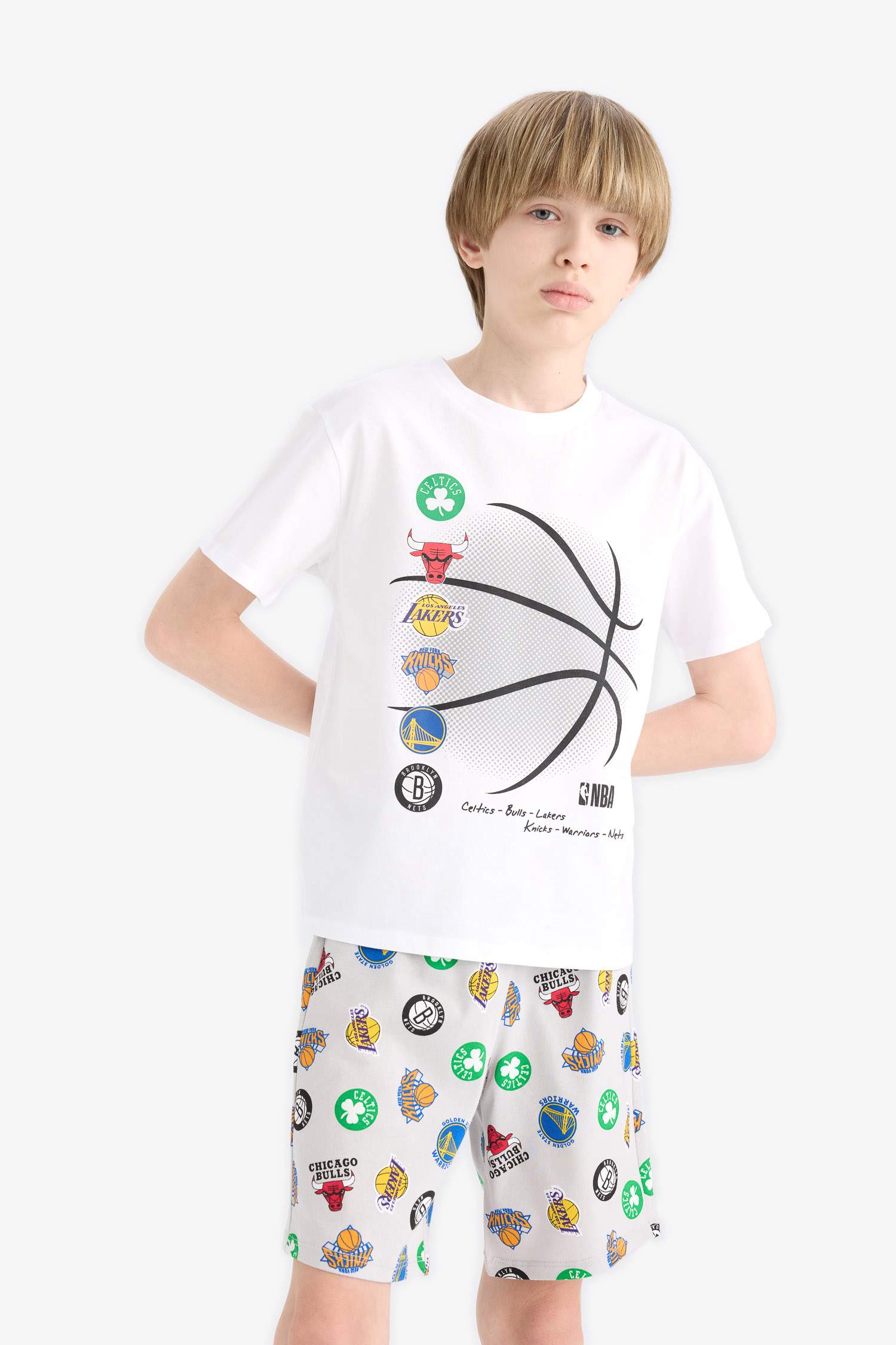 Boy NBA Current Teams Top Shorts 2 Piece Pajama Set