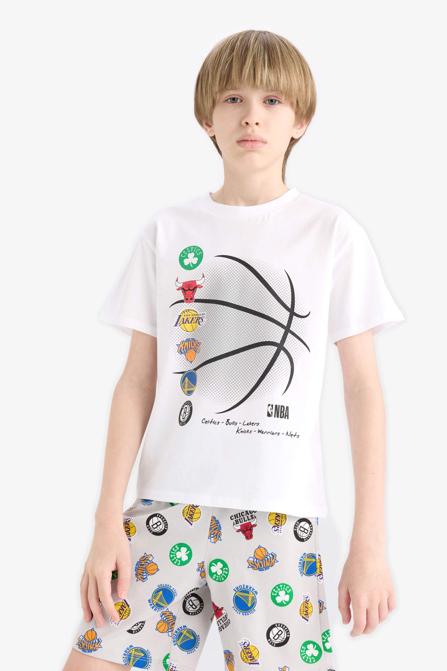 Boy NBA Current Teams Top Shorts 2 Piece Pajama Set