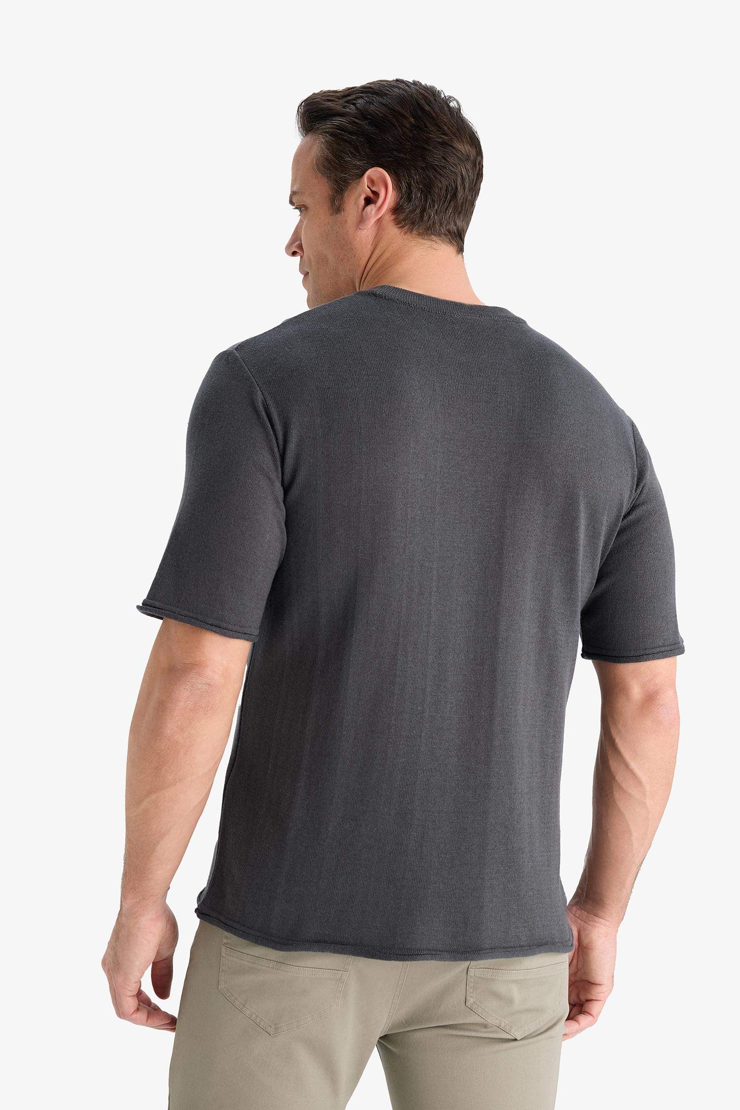 T-shirt oversize en tricot à col rond et manches courtes