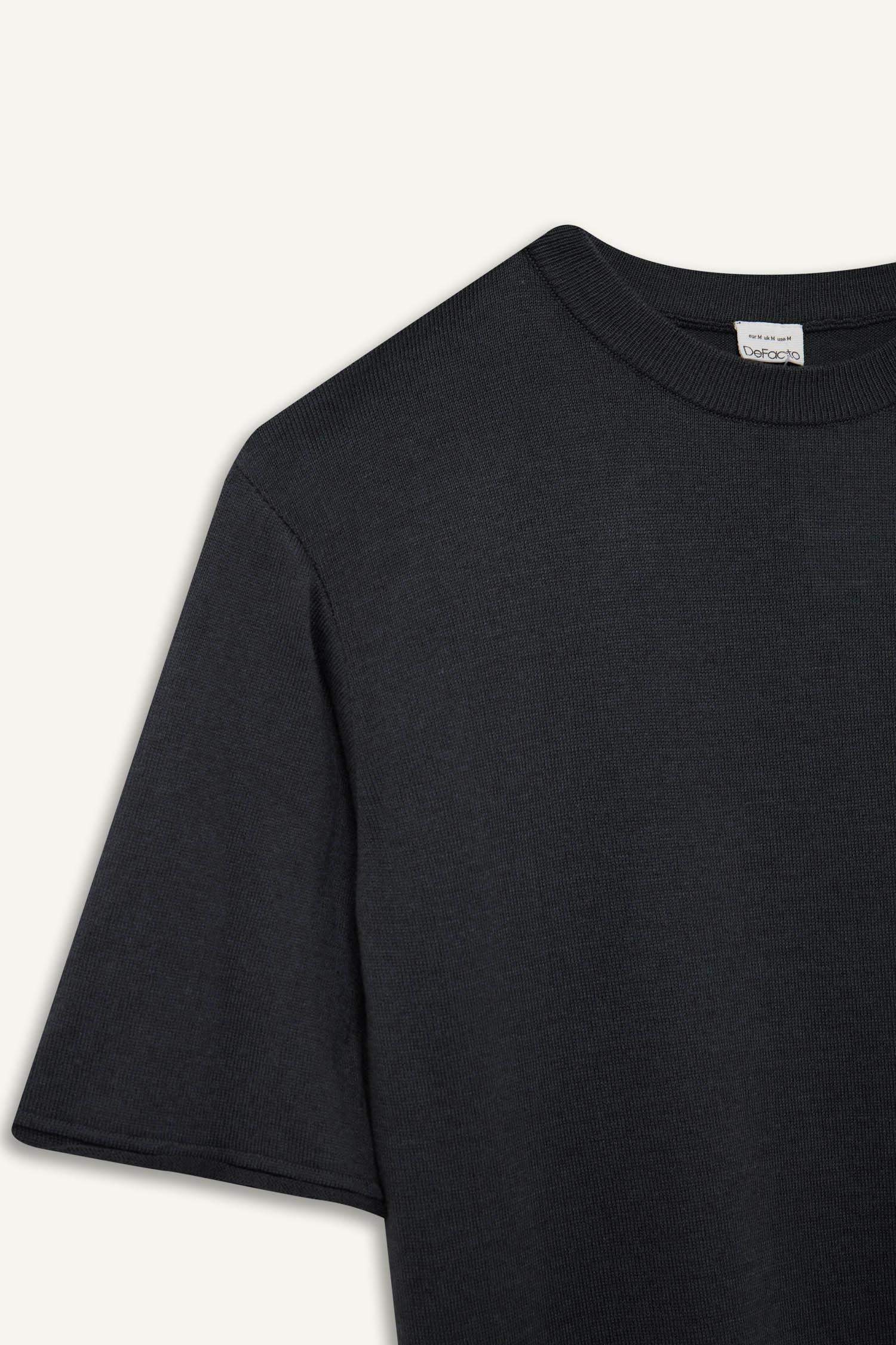 T-shirt oversize en tricot à col rond et manches courtes