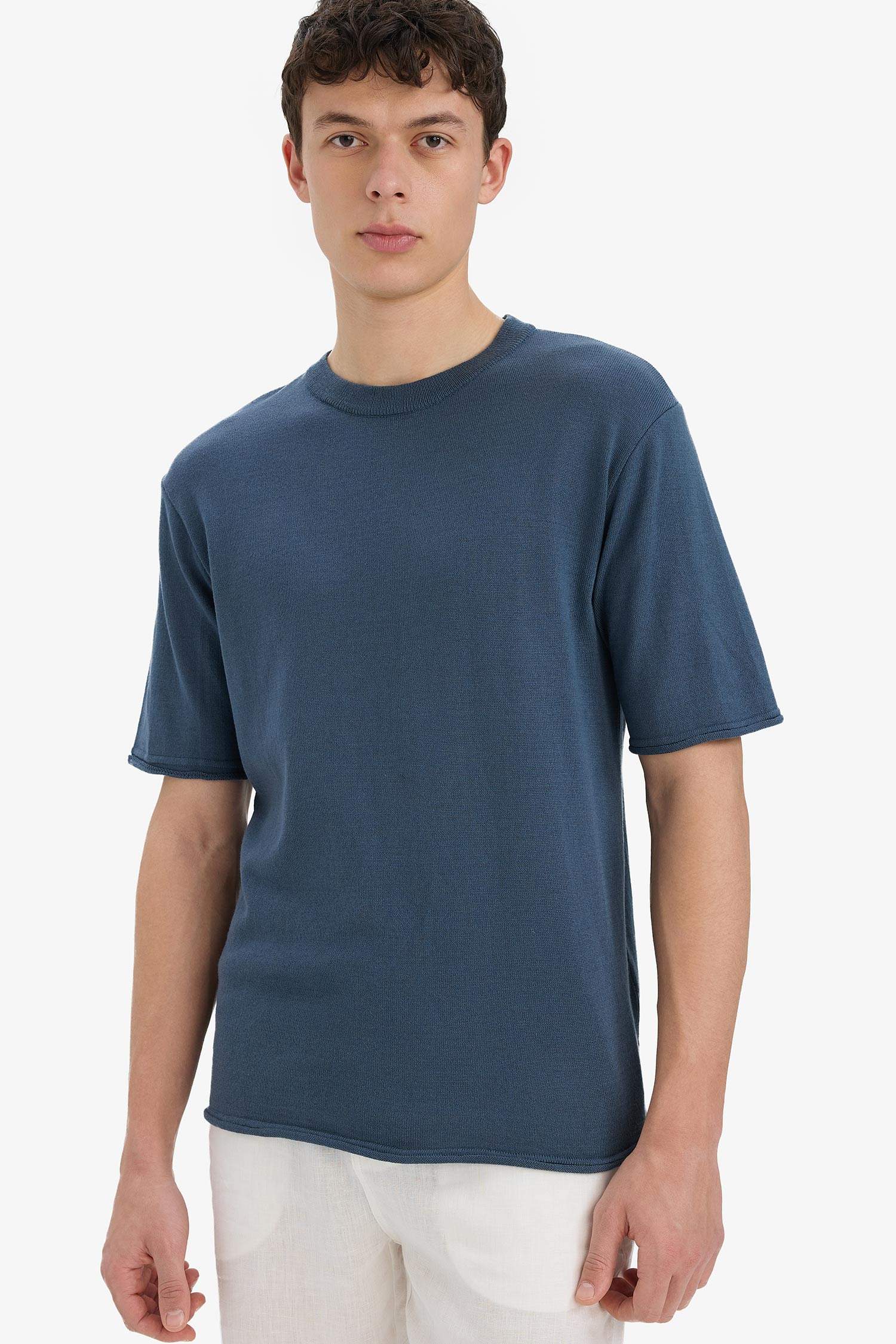 T-shirt oversize en tricot à manches courtes et col rond