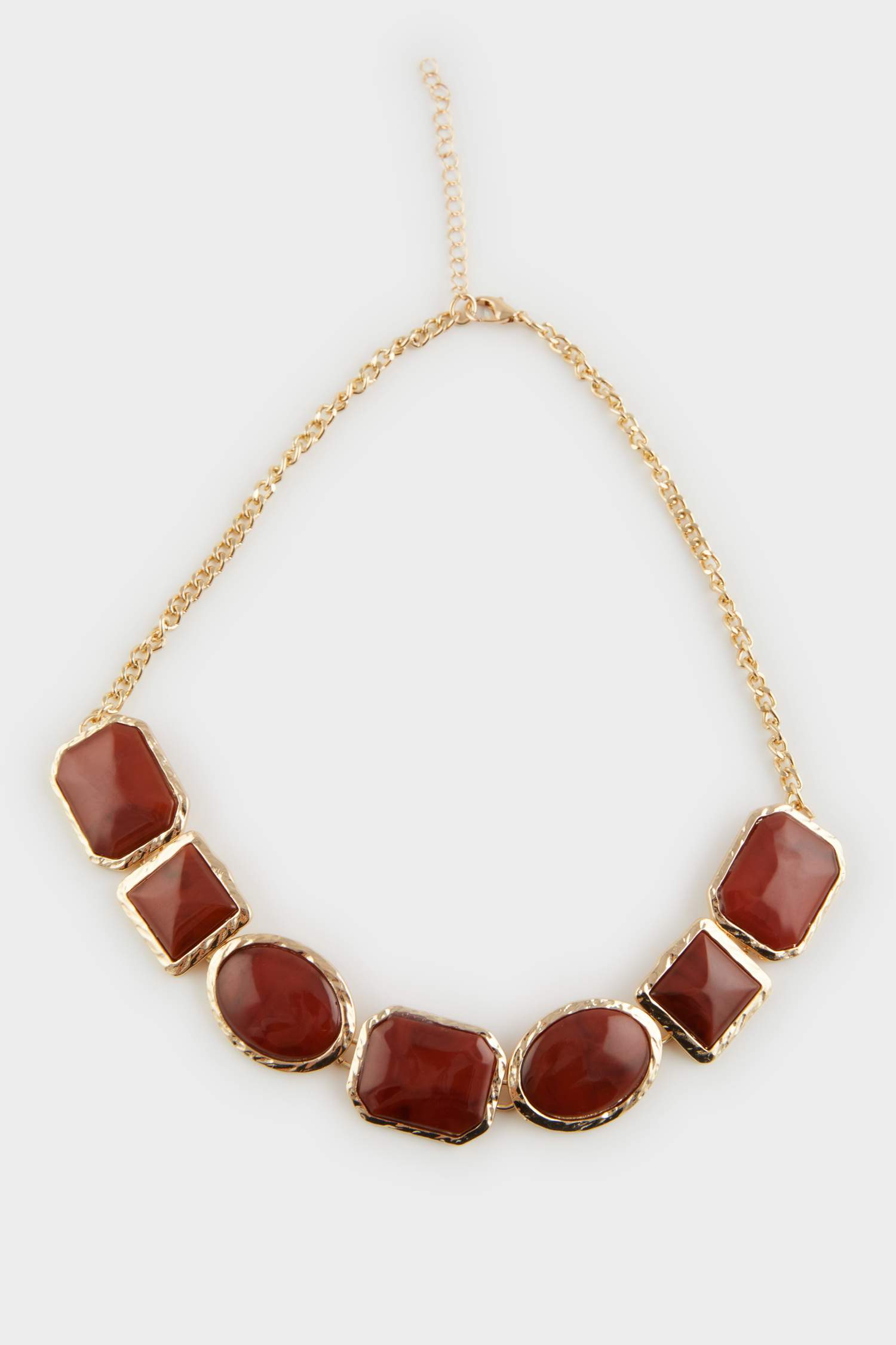 Kadın Bordo Taşlı Gold Kolye