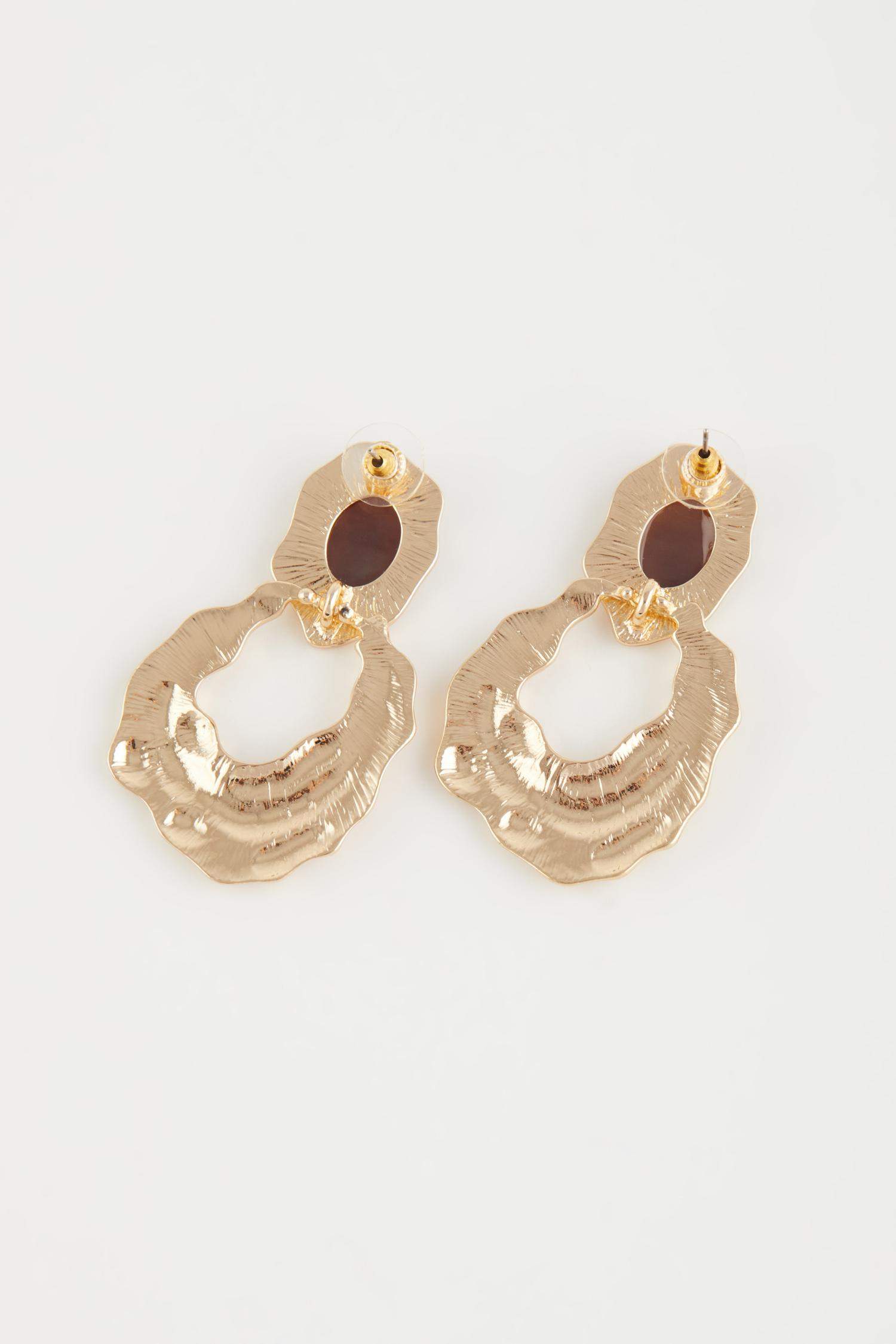 Kadın Taşlı Gold Küpe