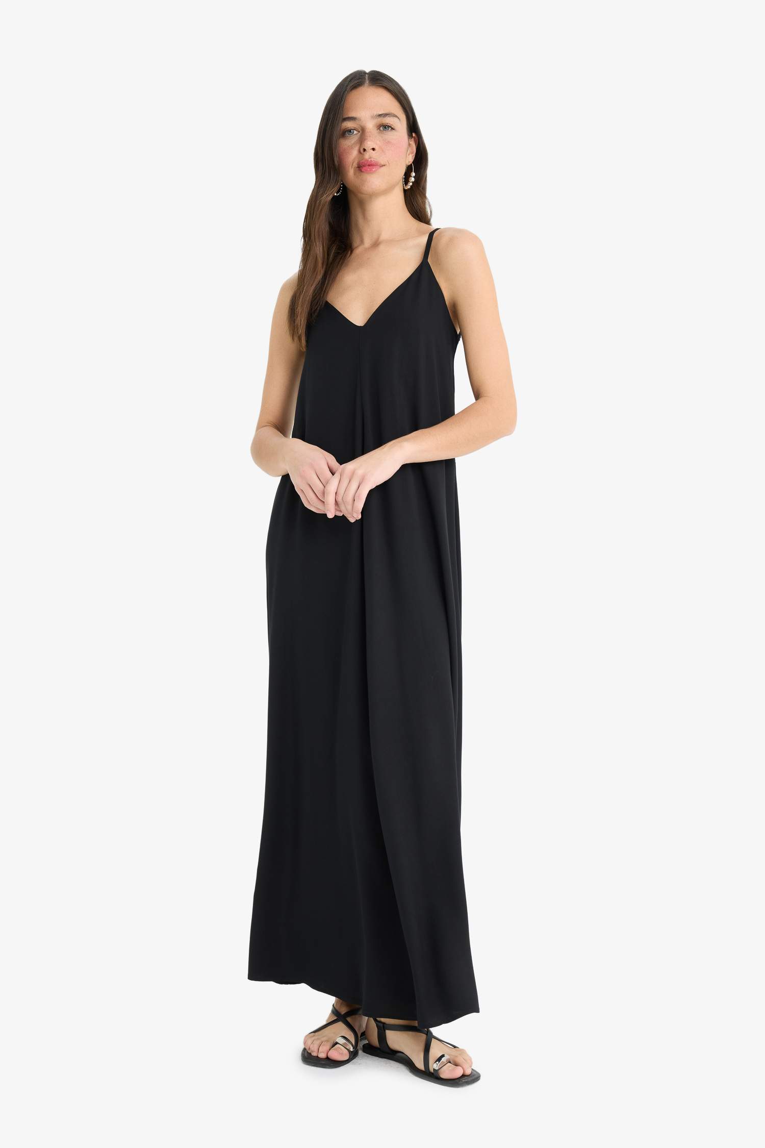 A Cut V Neck Modal Sleeveless Maxi Dress