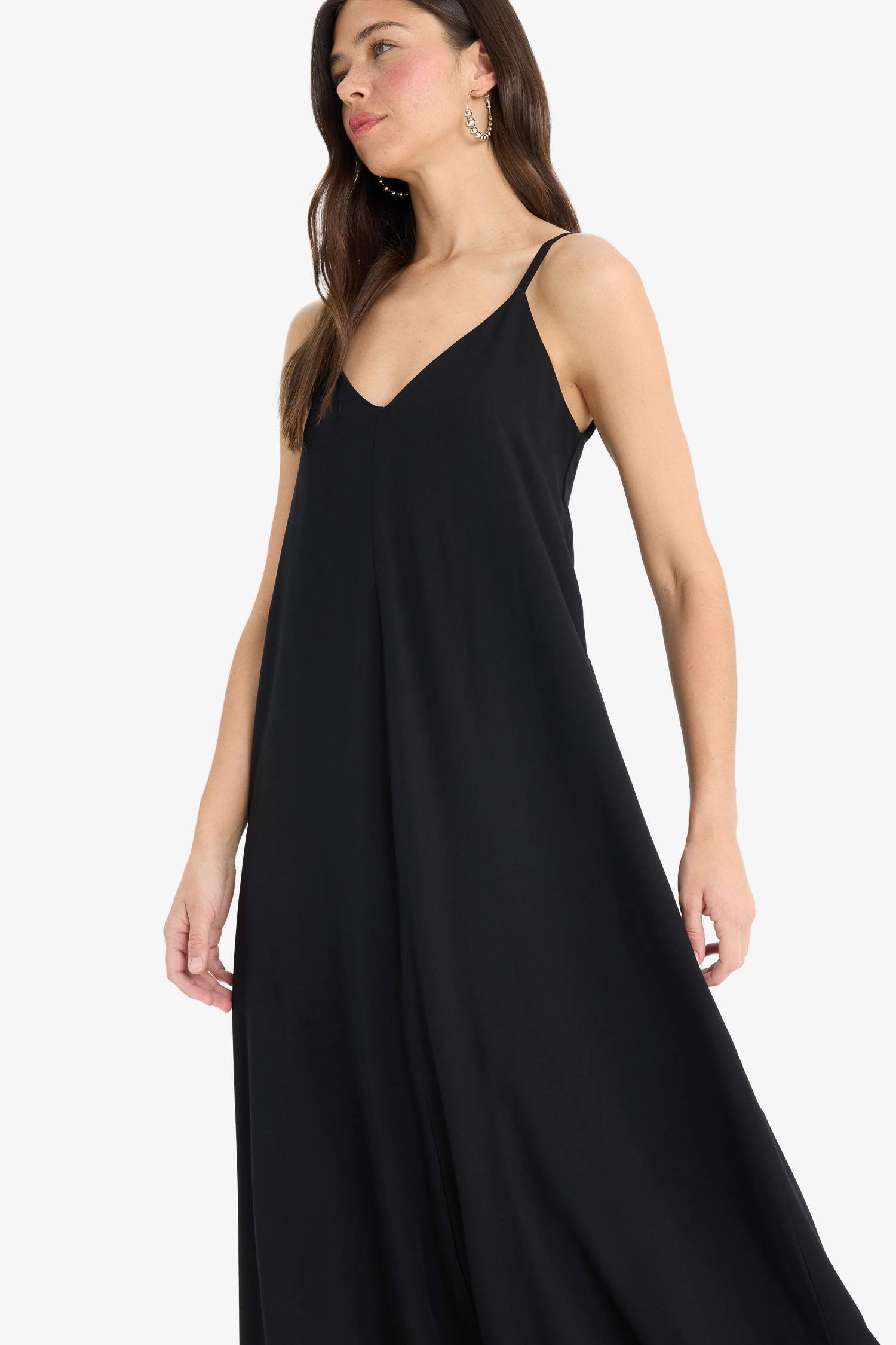 A Cut V Neck Modal Sleeveless Maxi Dress