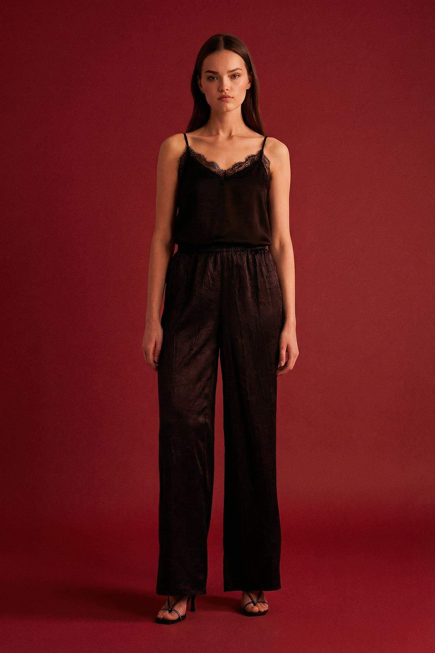 Wide Leg High Waist Long Length Knit Trousers