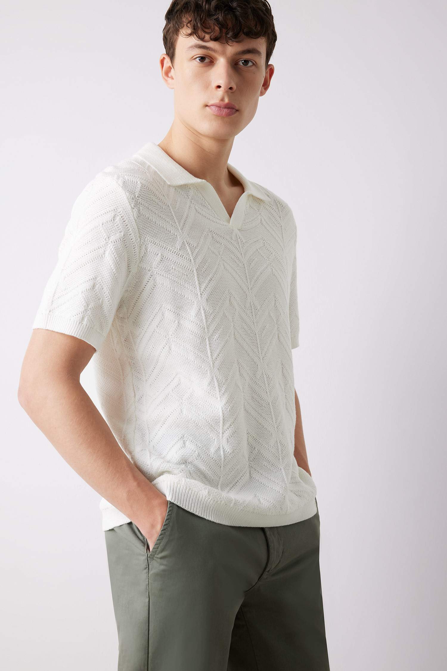 Standart Fit Polo Yaka Triko Kısa Kollu Tişört