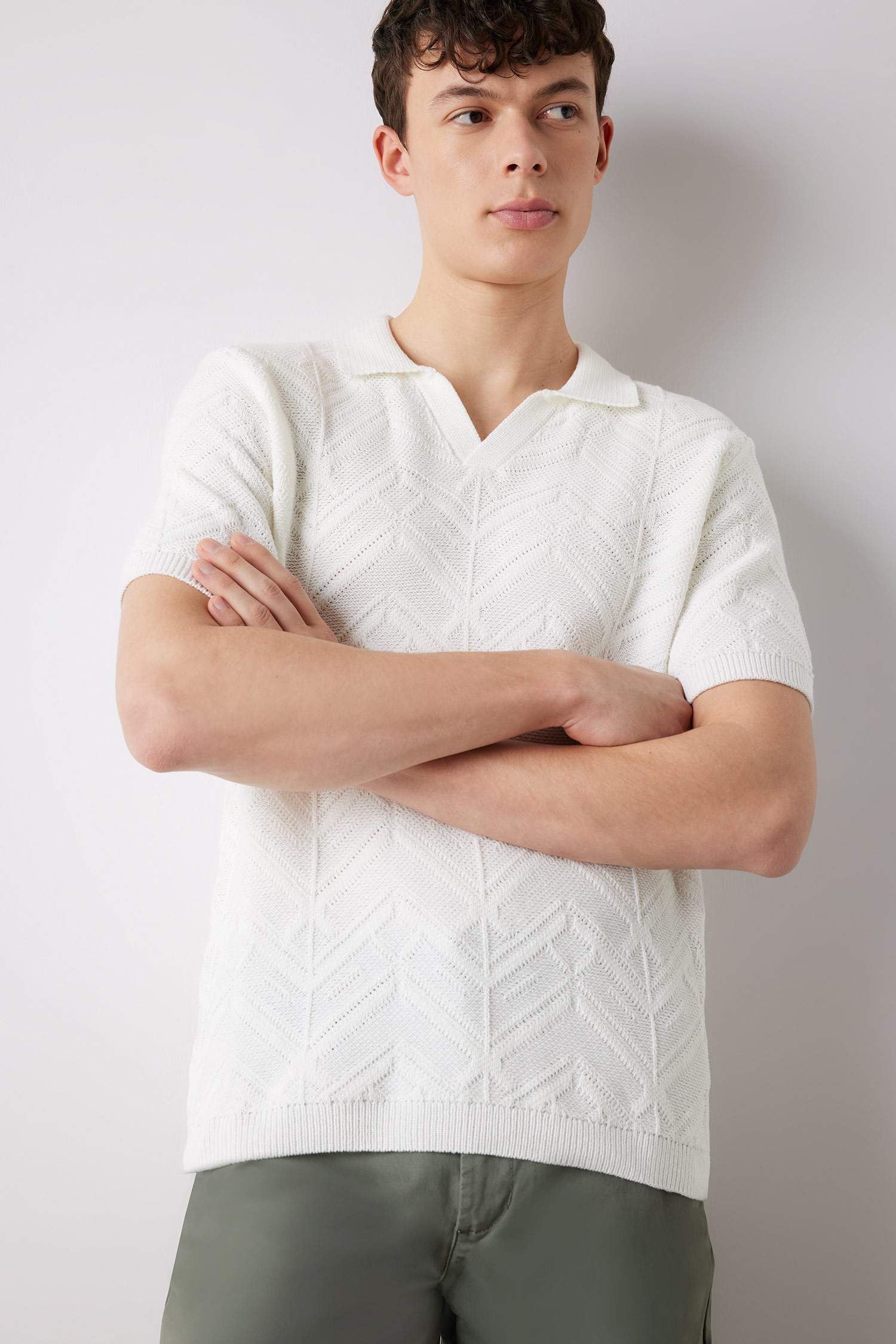 Standart Fit Polo Yaka Triko Kısa Kollu Tişört