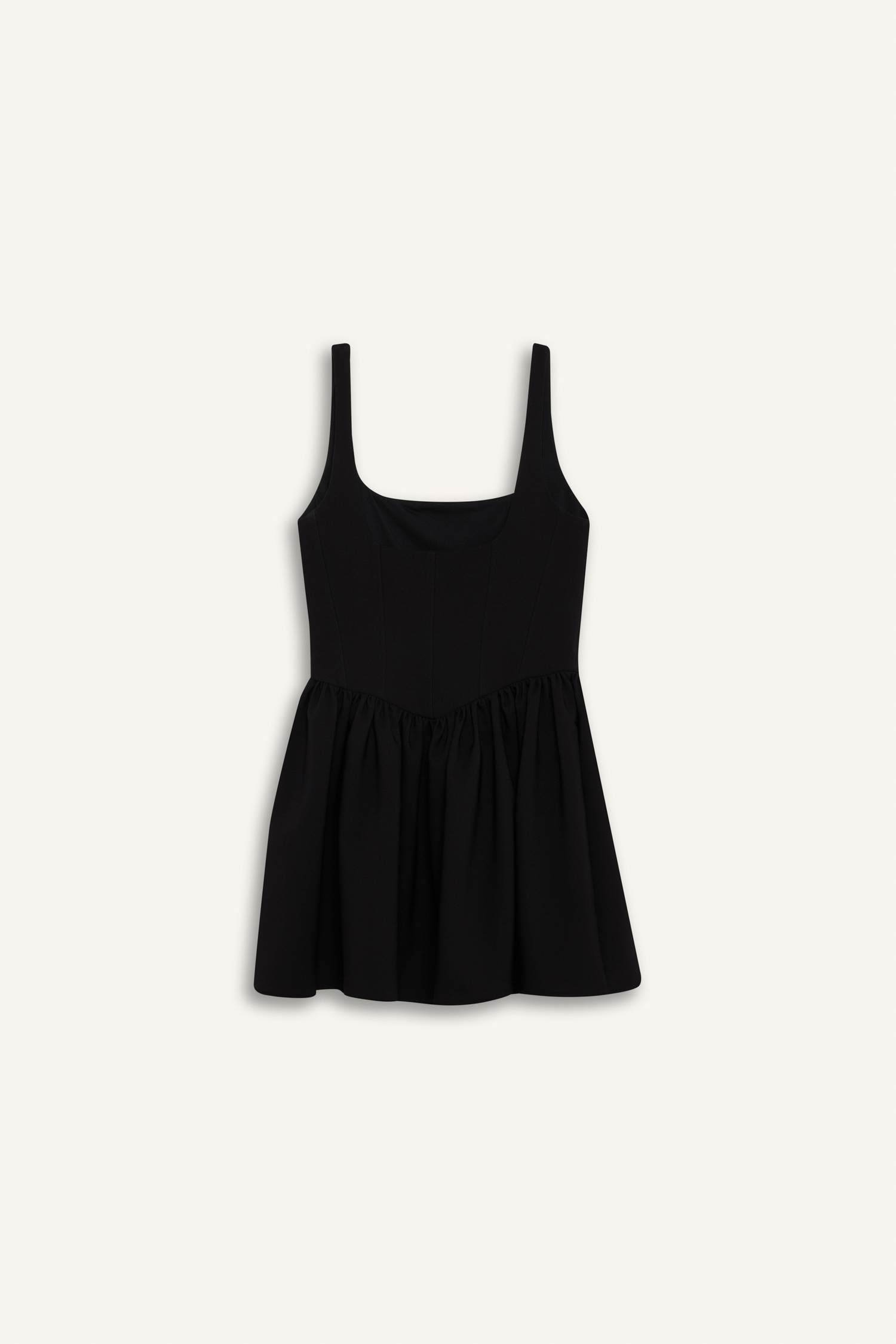 Kare Yaka Askılı Mini Elbise