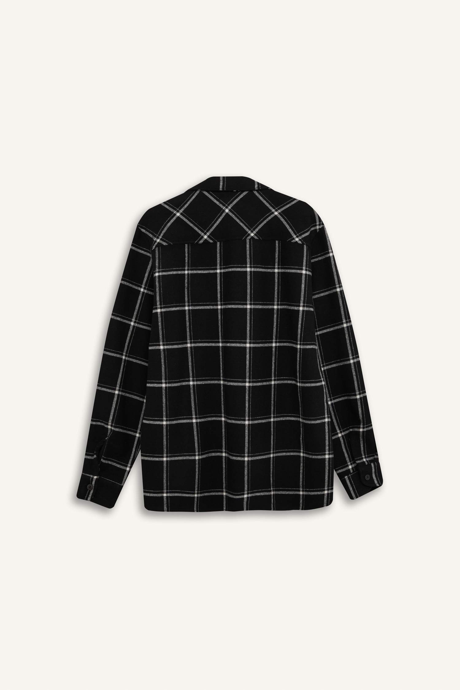 Regular Fit Polo Collar Plaid Flanel Long Sleeve Shirt