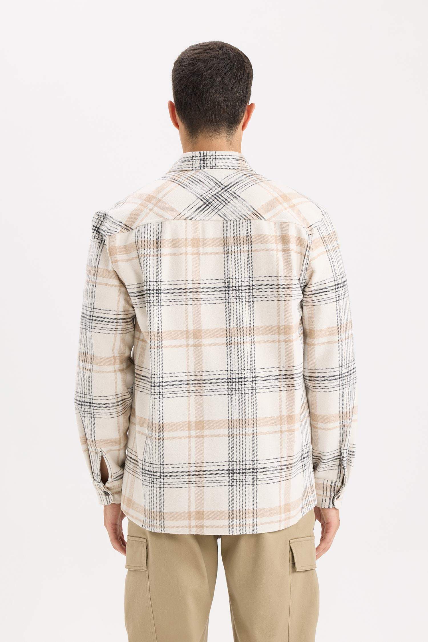 قميص كاروهات ردن طويل قصة عادية برقبة بولو