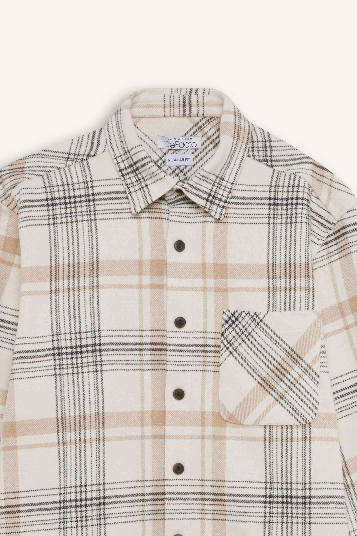 قميص كاروهات ردن طويل قصة عادية برقبة بولو