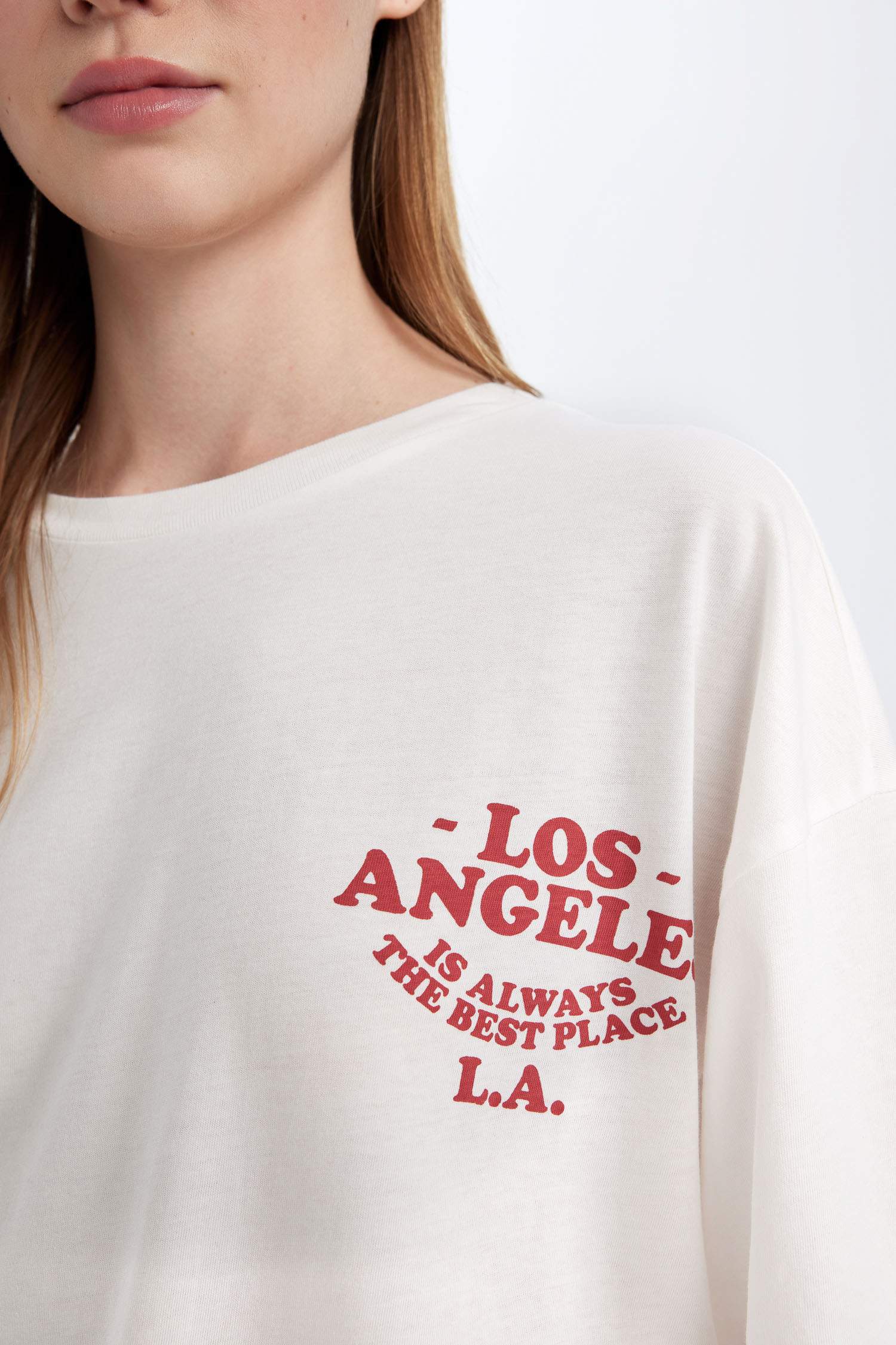 Okula Dönüş Oversize Geniş Kalıp Bisiklet Yaka Sırt Baskılı Kısa Kollu Tişört