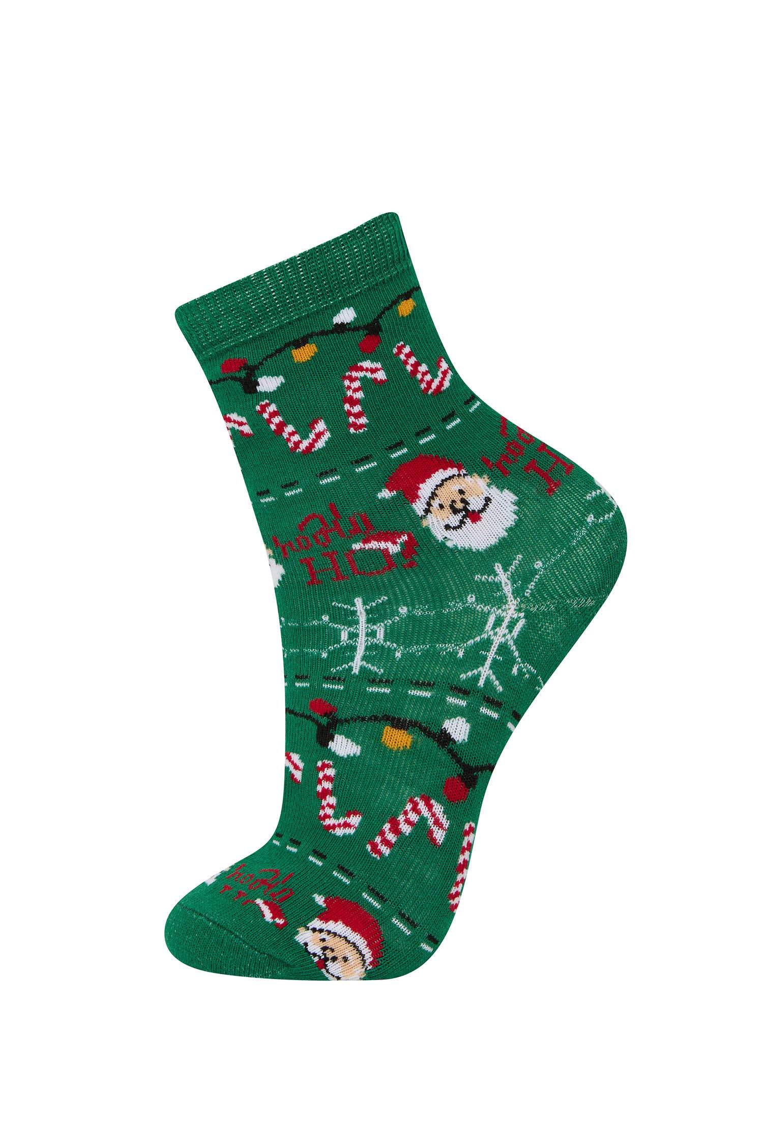 Erkek Çocuk Kutulu Yılbaşı Temalı 2'li Pamuklu Uzun Çorap