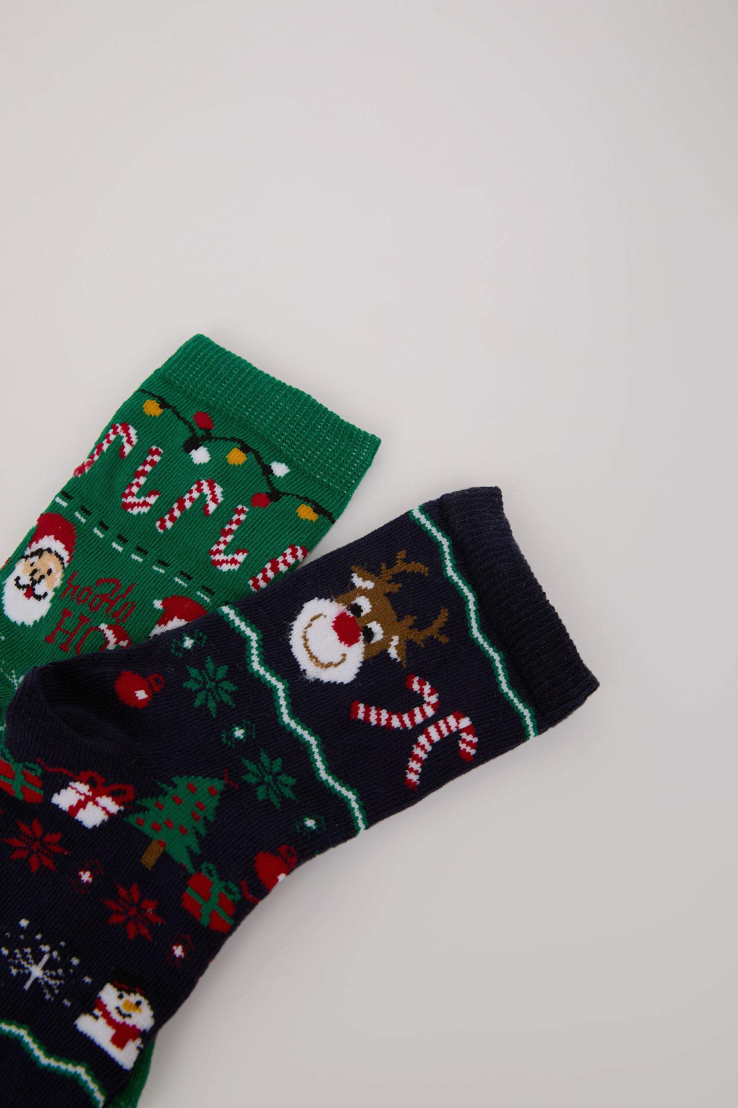 Erkek Çocuk Kutulu Yılbaşı Temalı 2'li Pamuklu Uzun Çorap