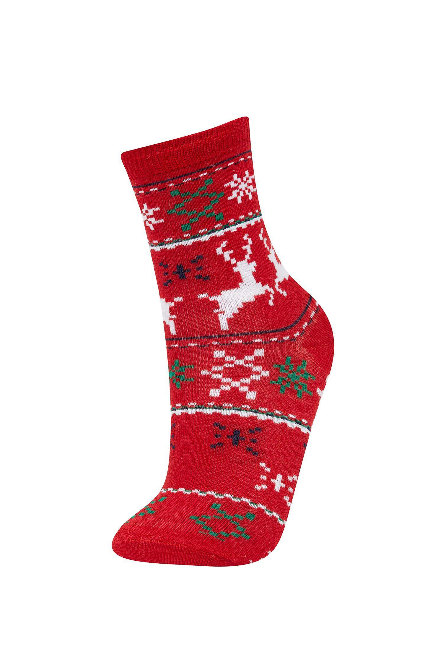 Длинные носки новогодние с принтом из хлопка для мальчиков, 2 пары