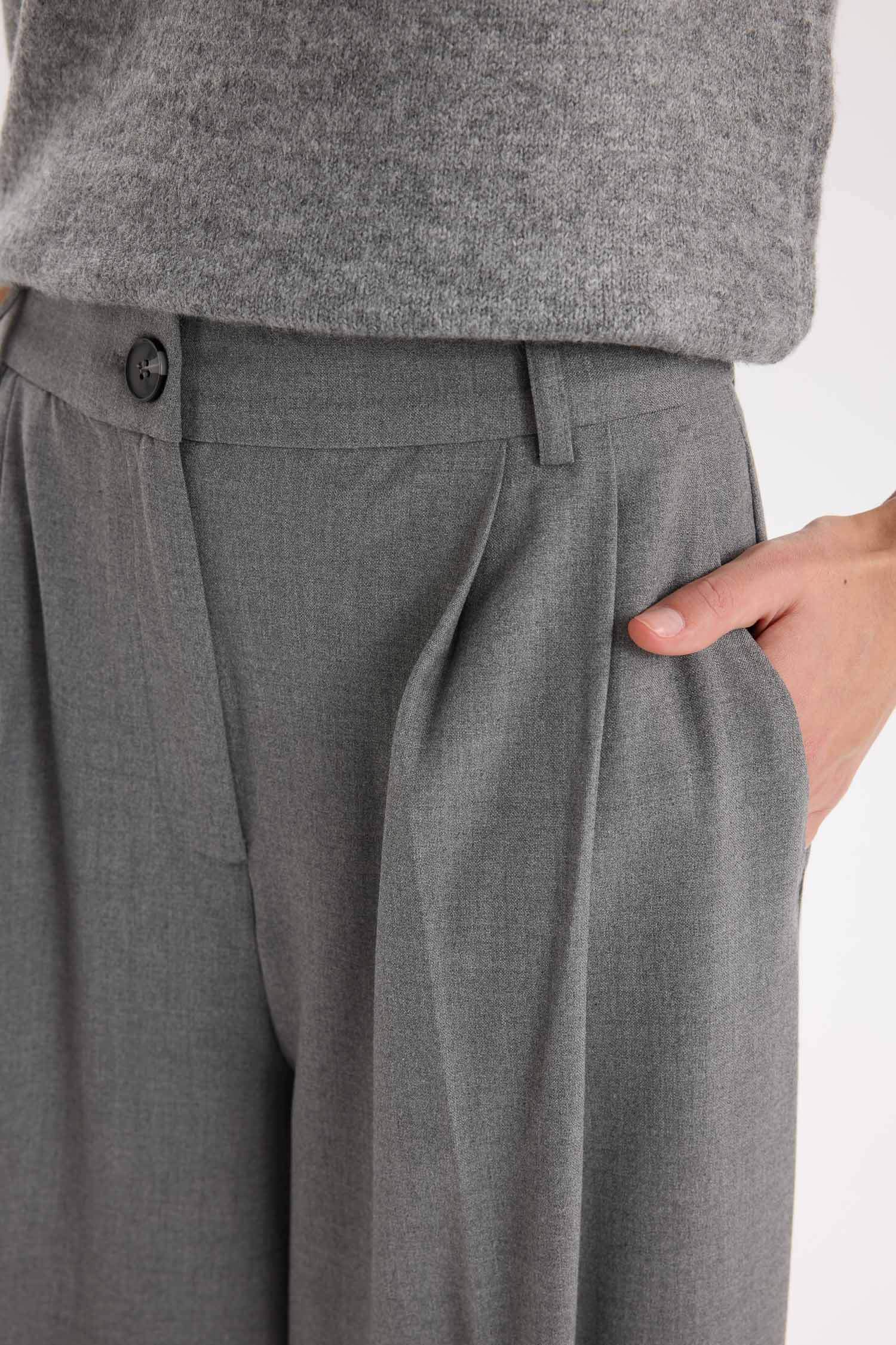 Wide Leg Kışlık Pantolon Cepli Yüksek Bel Geniş Bol Paça Uzun Boy