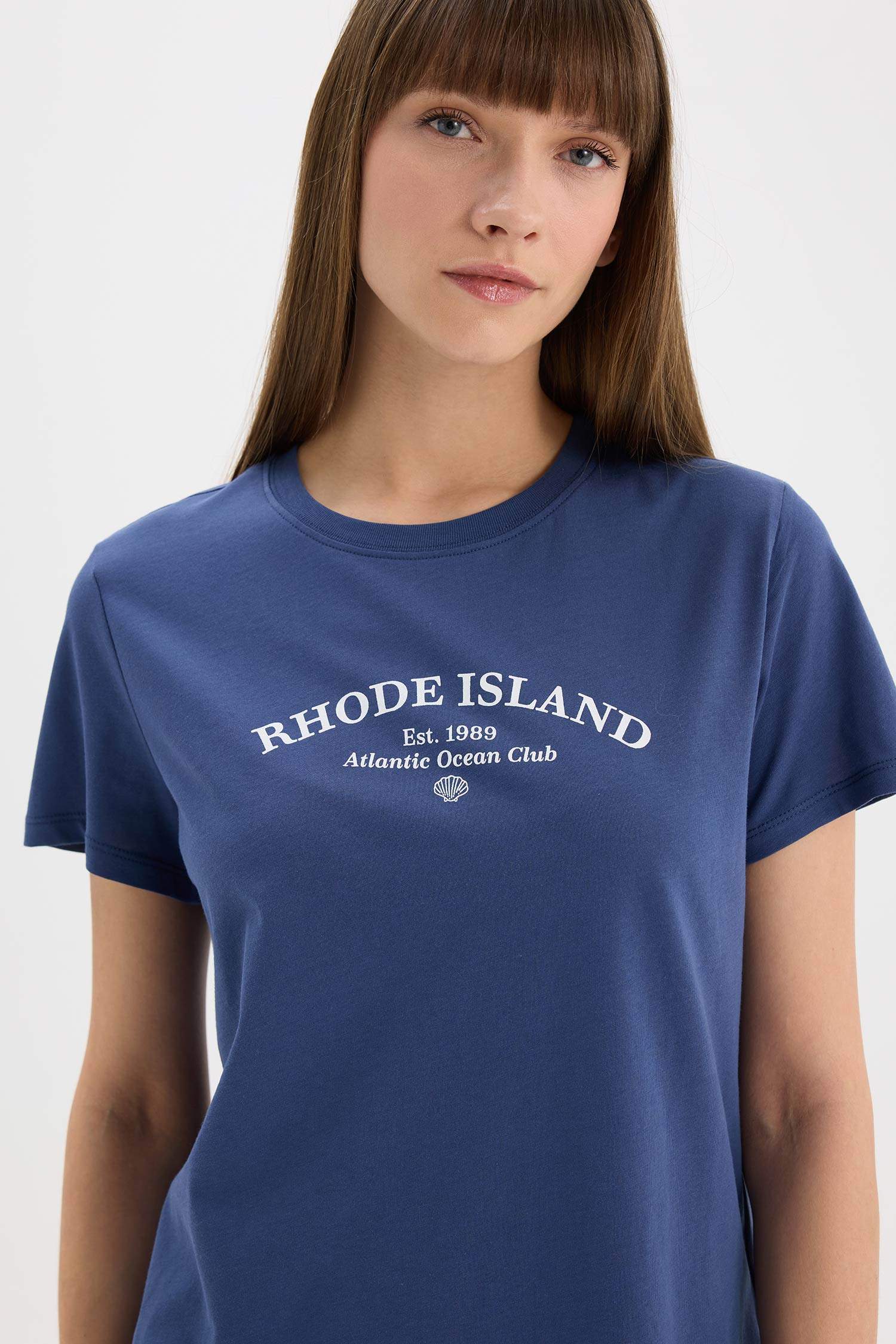 T-shirt imprimé en coton peigné à col rond et manches courtes