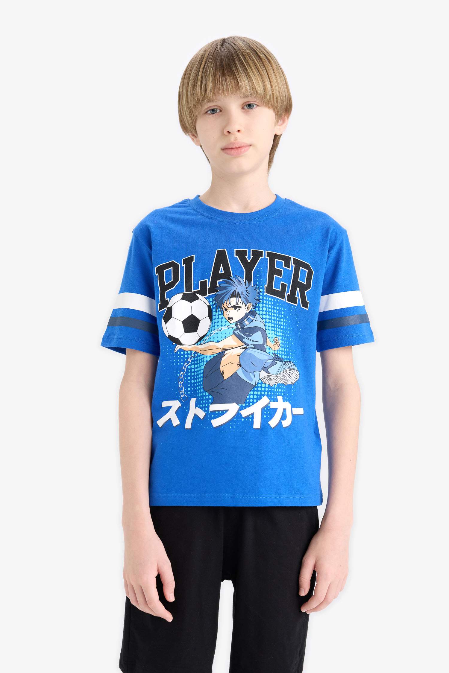 Erkek Çocuk 2'li Takım Kısa Kollu Baskılı Tişört Beli Lastikli Şort