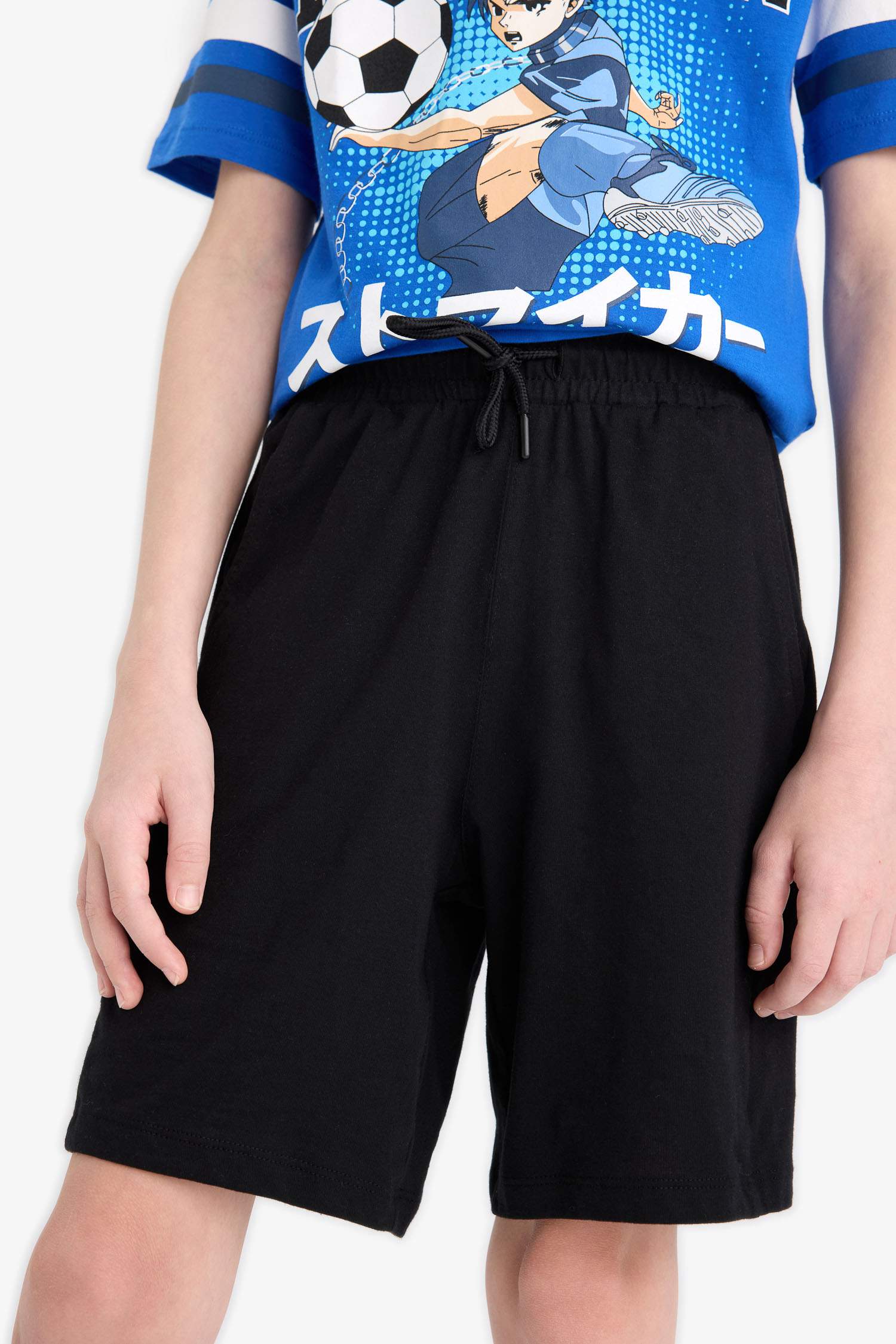 Erkek Çocuk 2'li Takım Kısa Kollu Baskılı Tişört Beli Lastikli Şort