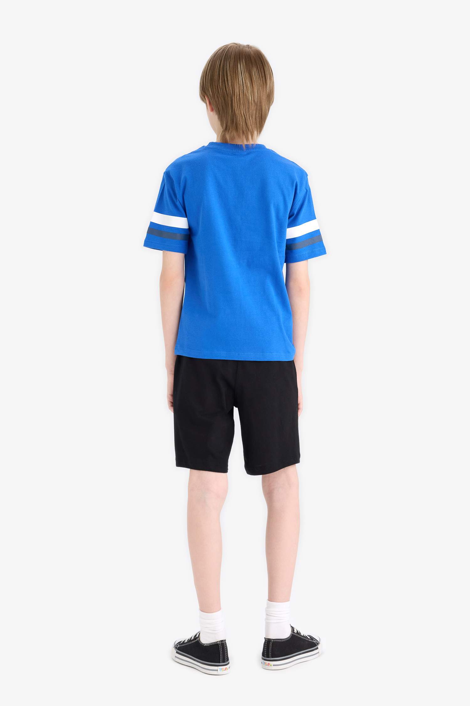 Erkek Çocuk 2'li Takım Kısa Kollu Baskılı Tişört Beli Lastikli Şort