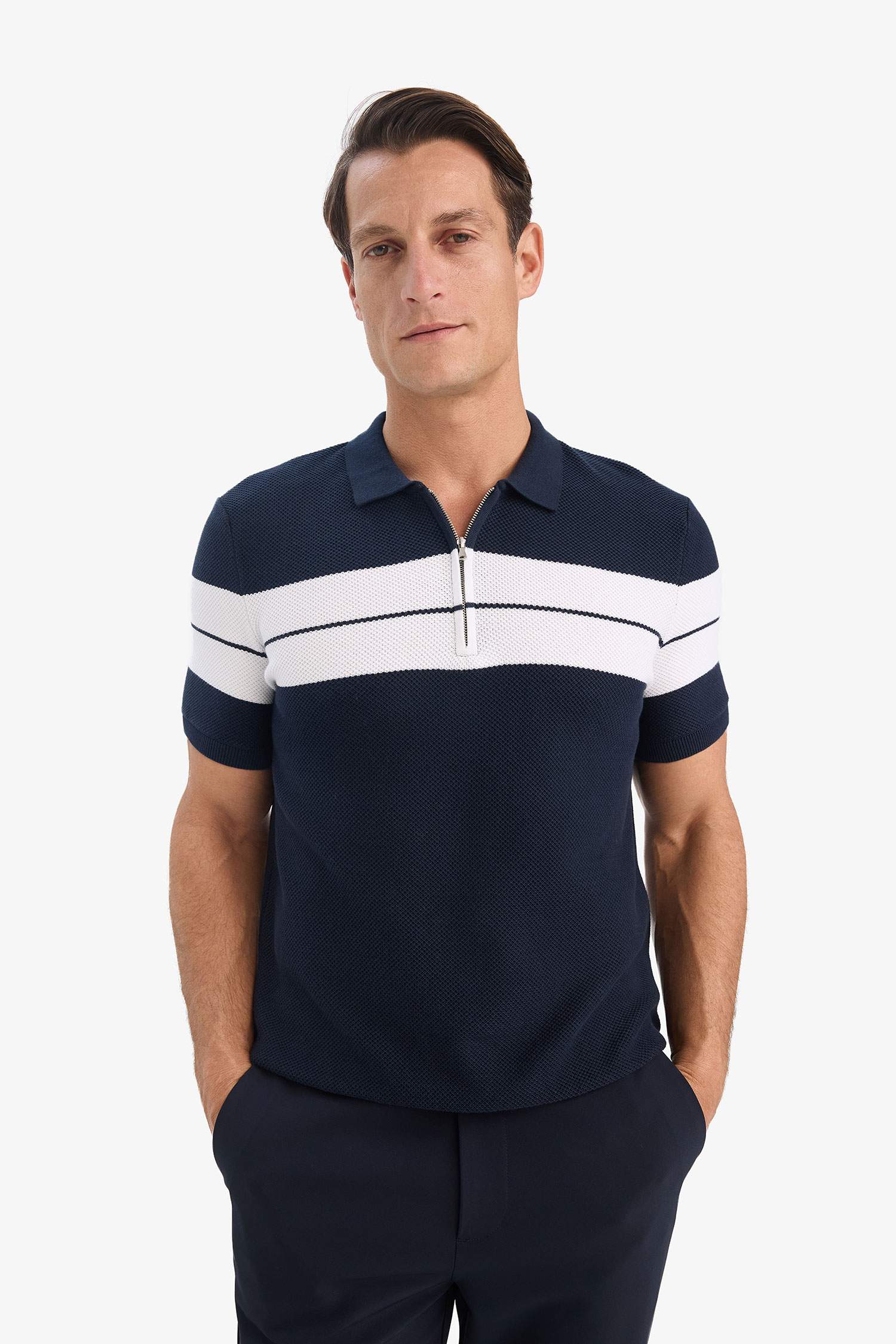 Standard Fit Short Sleeve Knitwear Cotton Polo T-Shirt