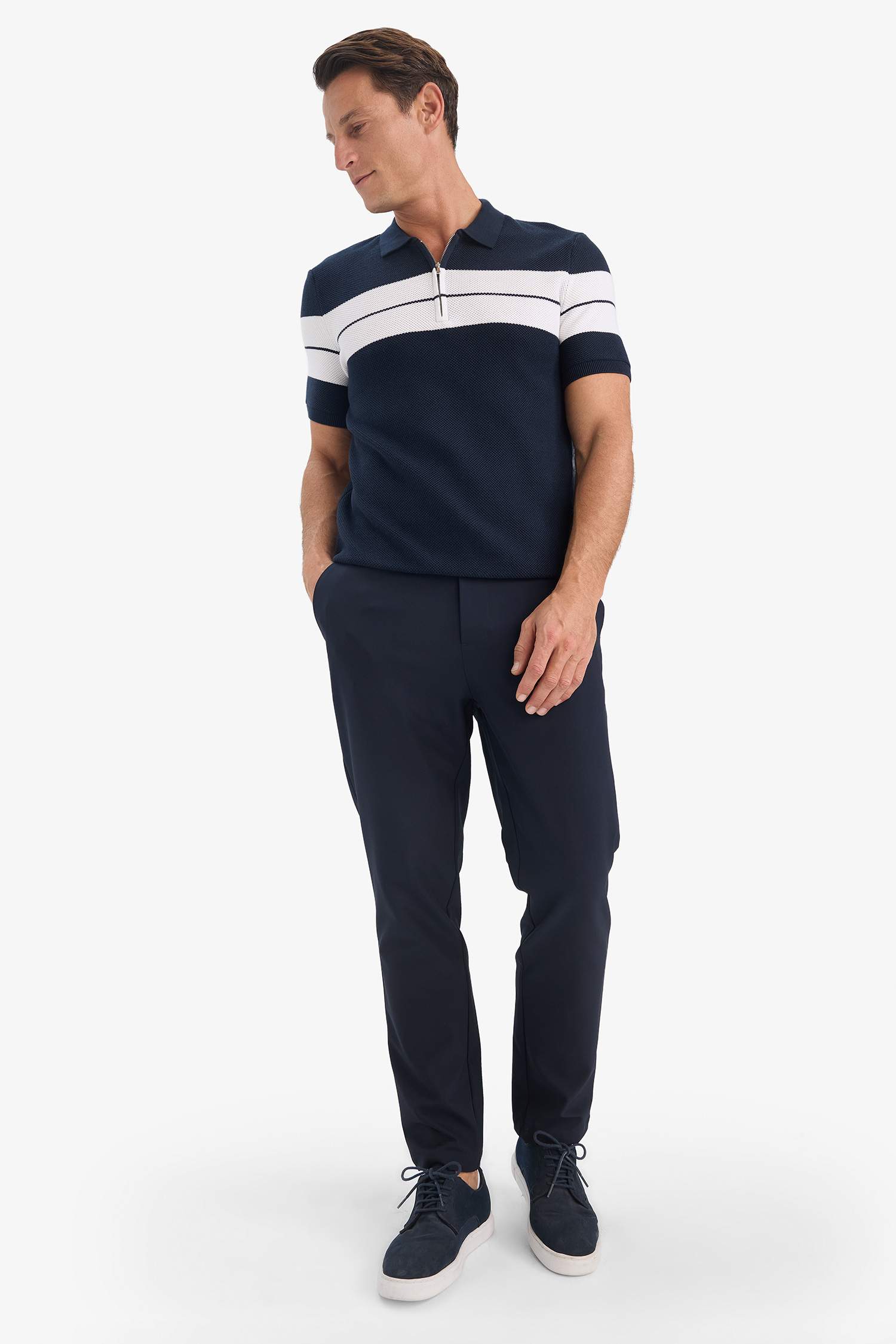 Standard Fit Short Sleeve Knitwear Cotton Polo T-Shirt