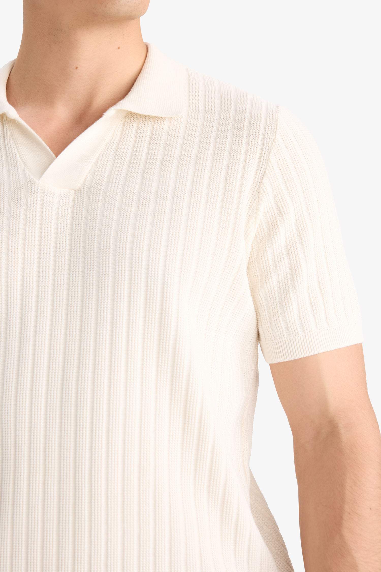 %100 Pamuk Standart Fit Polo Yaka Kısa Kollu Triko Tişört