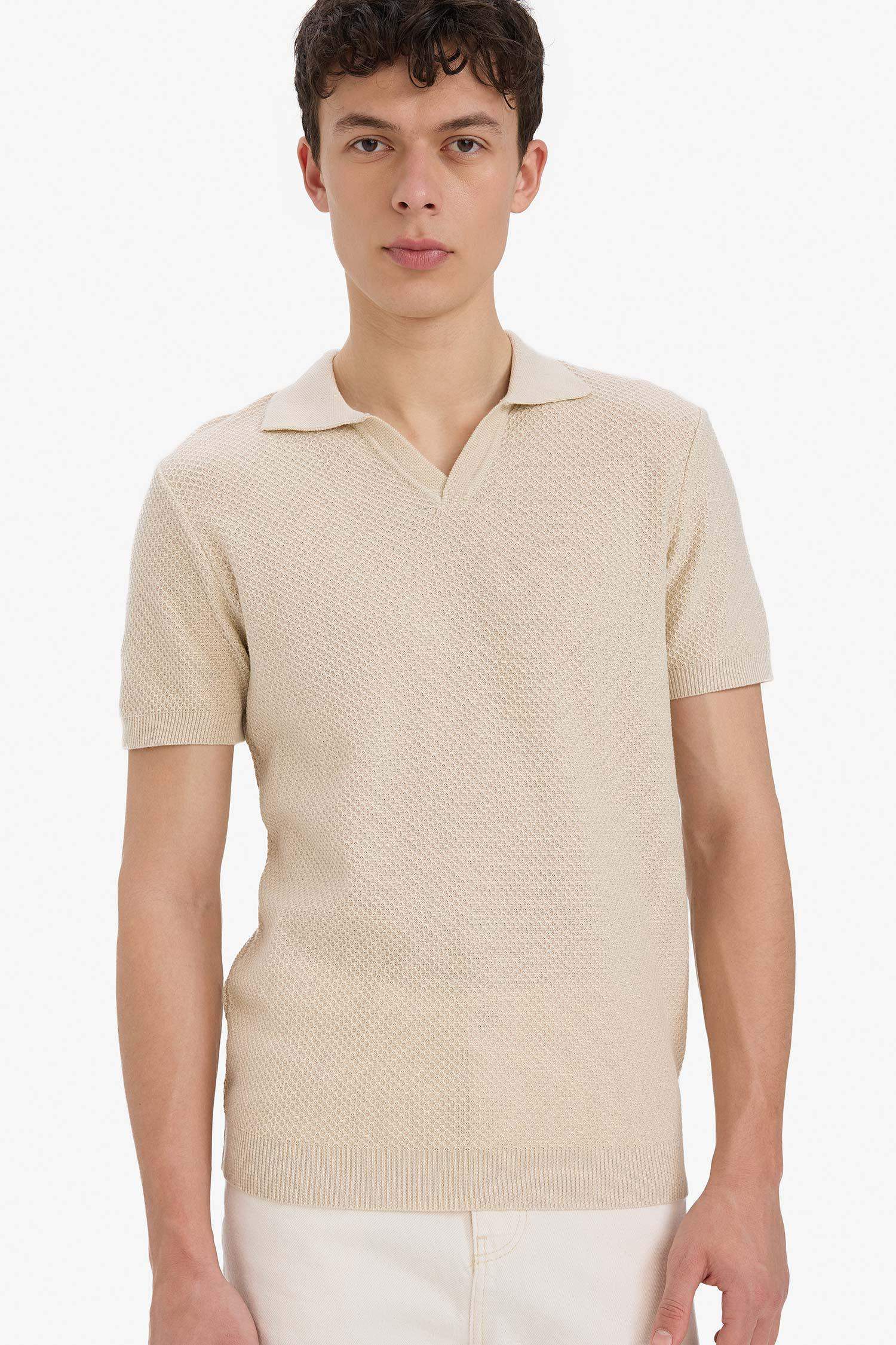 T-shirt Polo en coton acrylique à manches courtes Coupe standard