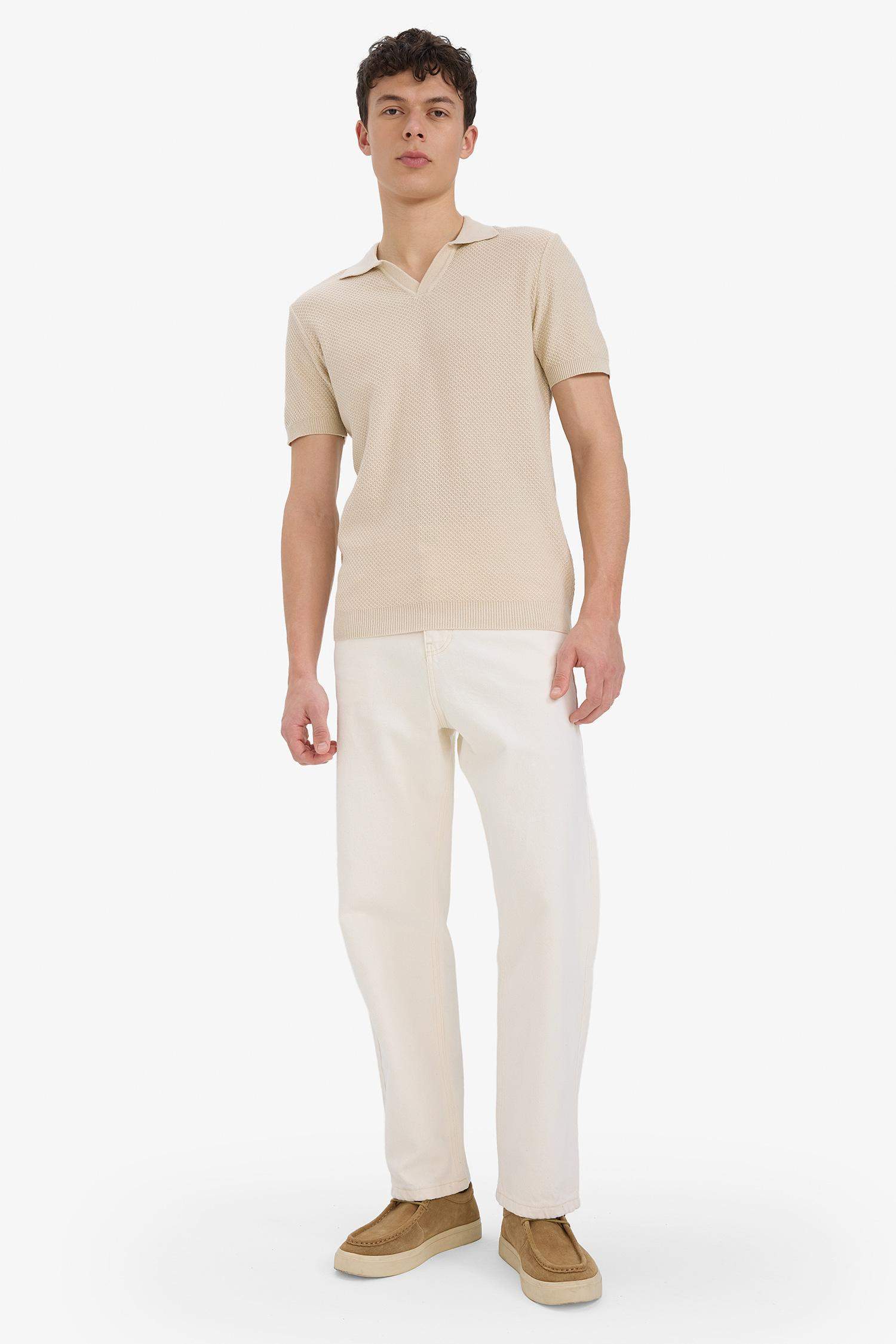 T-shirt Polo en coton acrylique à manches courtes Coupe standard