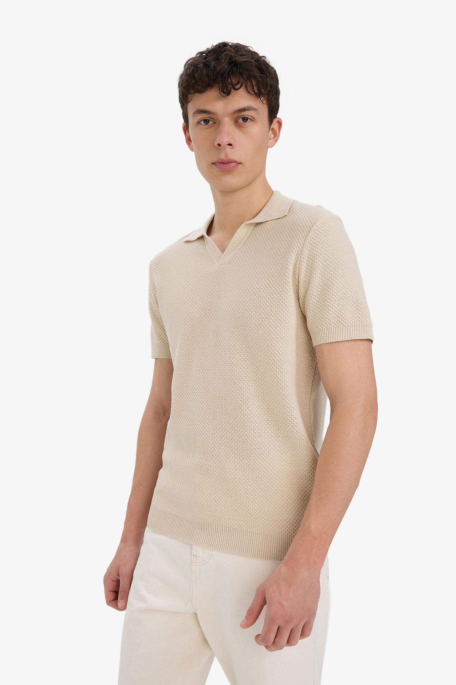 T-shirt Polo en coton acrylique à manches courtes Coupe standard