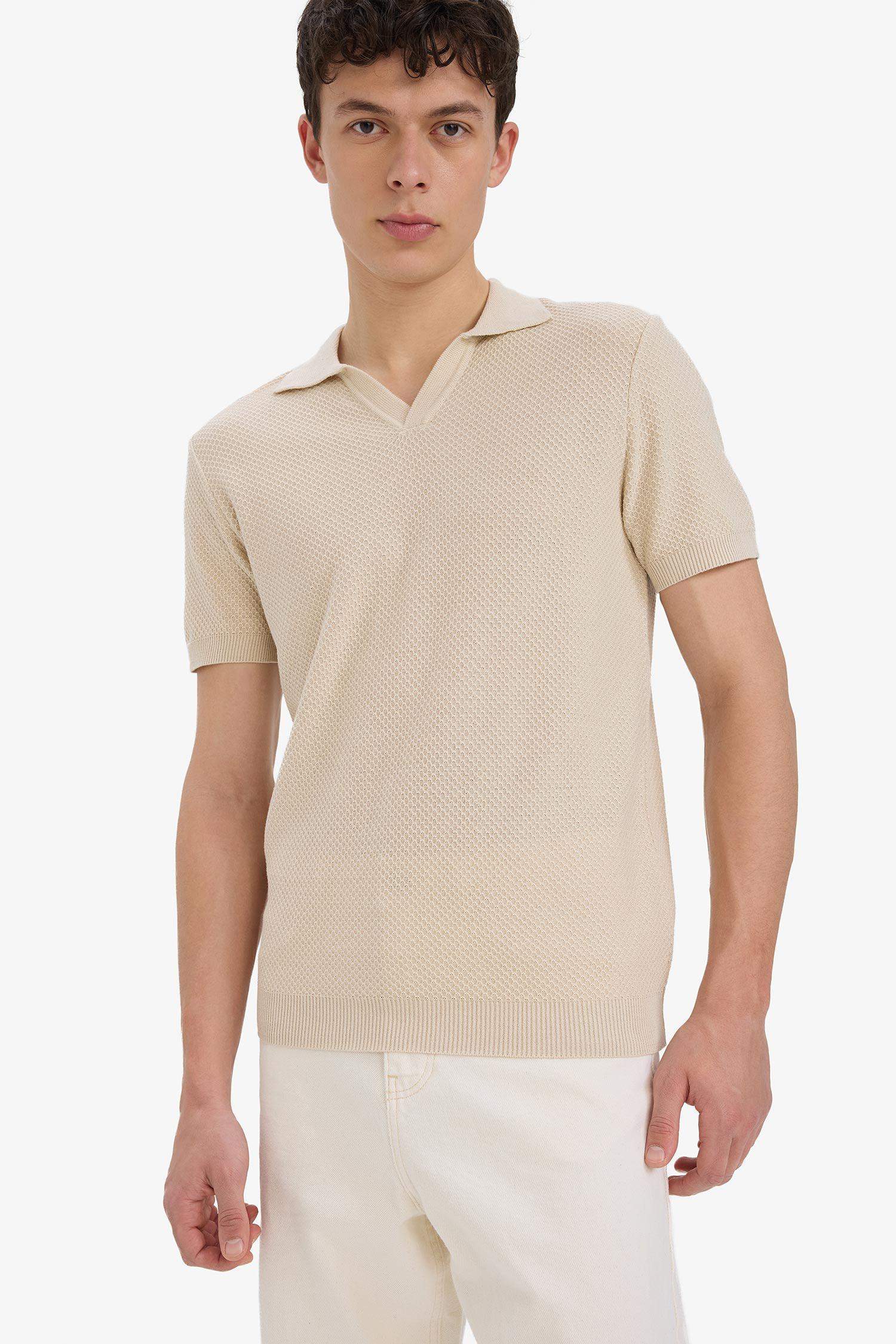 T-shirt Polo en coton acrylique à manches courtes Coupe standard