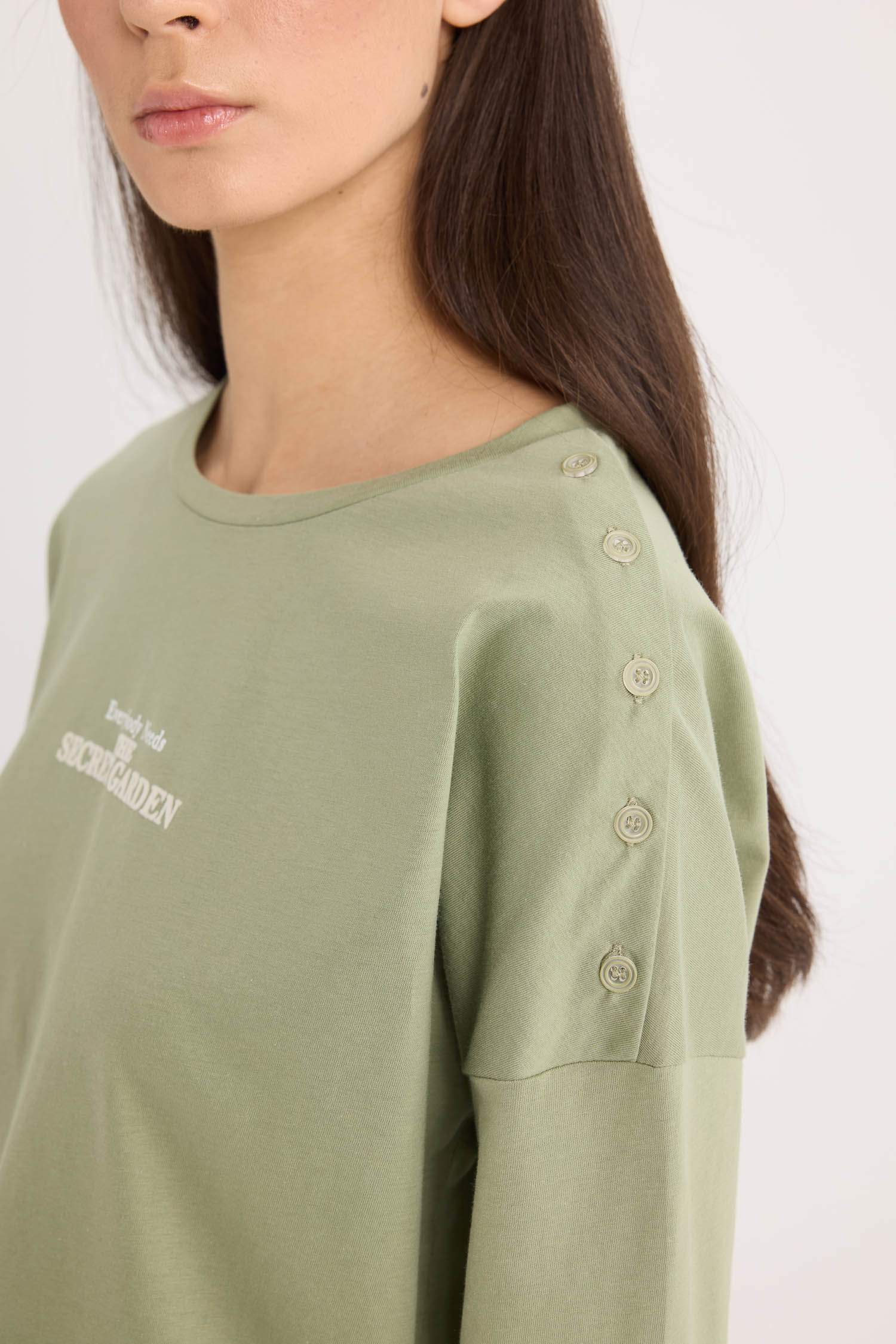 Pijama Takımı Regular Fit Uzun Kollu Baskılı Üst Desenli Uzun Alt-Fall in Love 