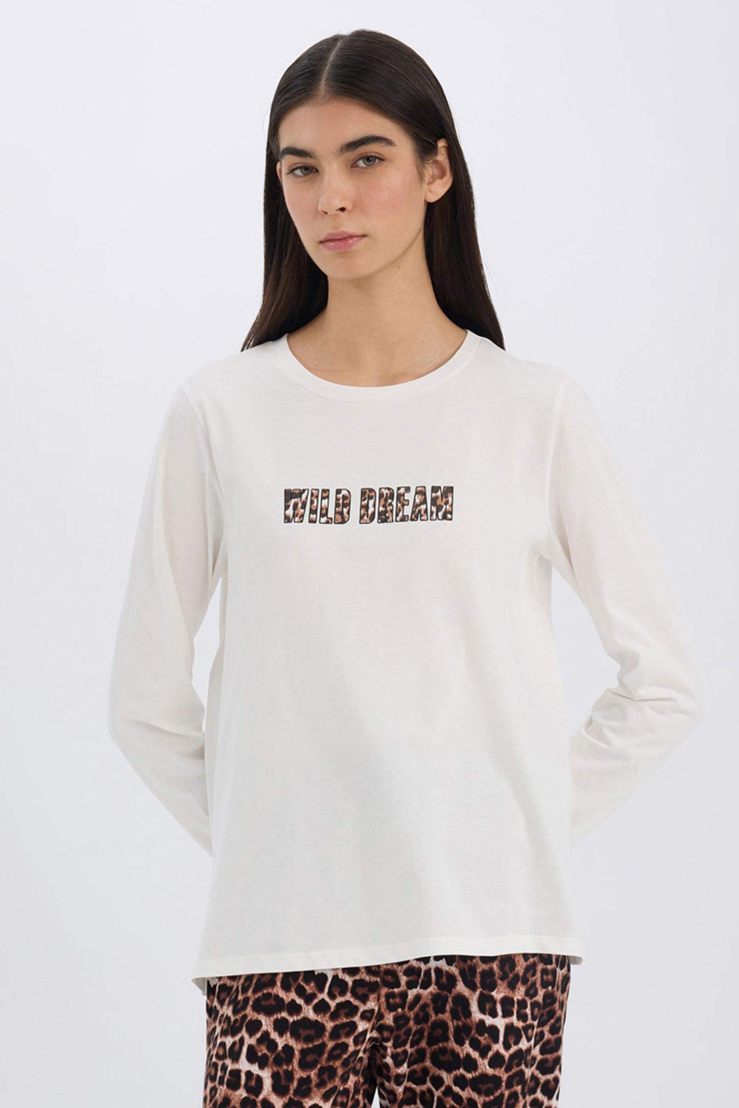 Pyjama à motif léopard Top à manches longues et pantalon