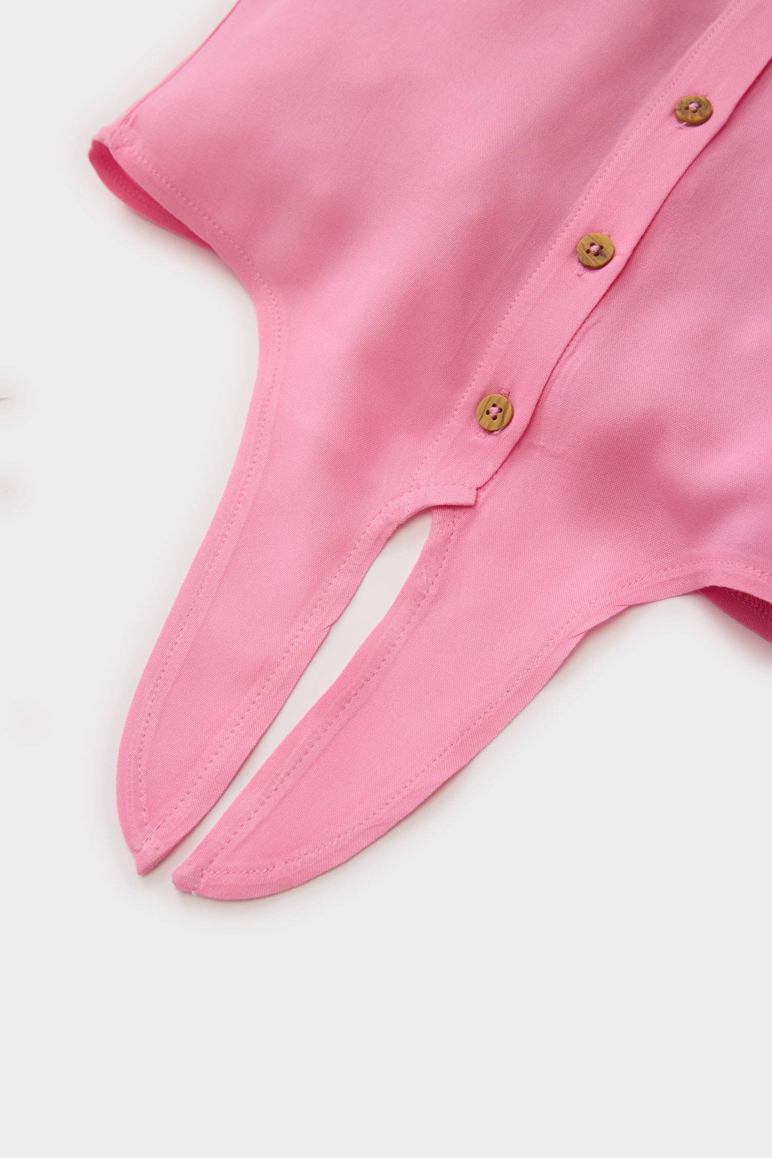 Kız Bebek Bağlamalı Kısa Kollu Gömlek