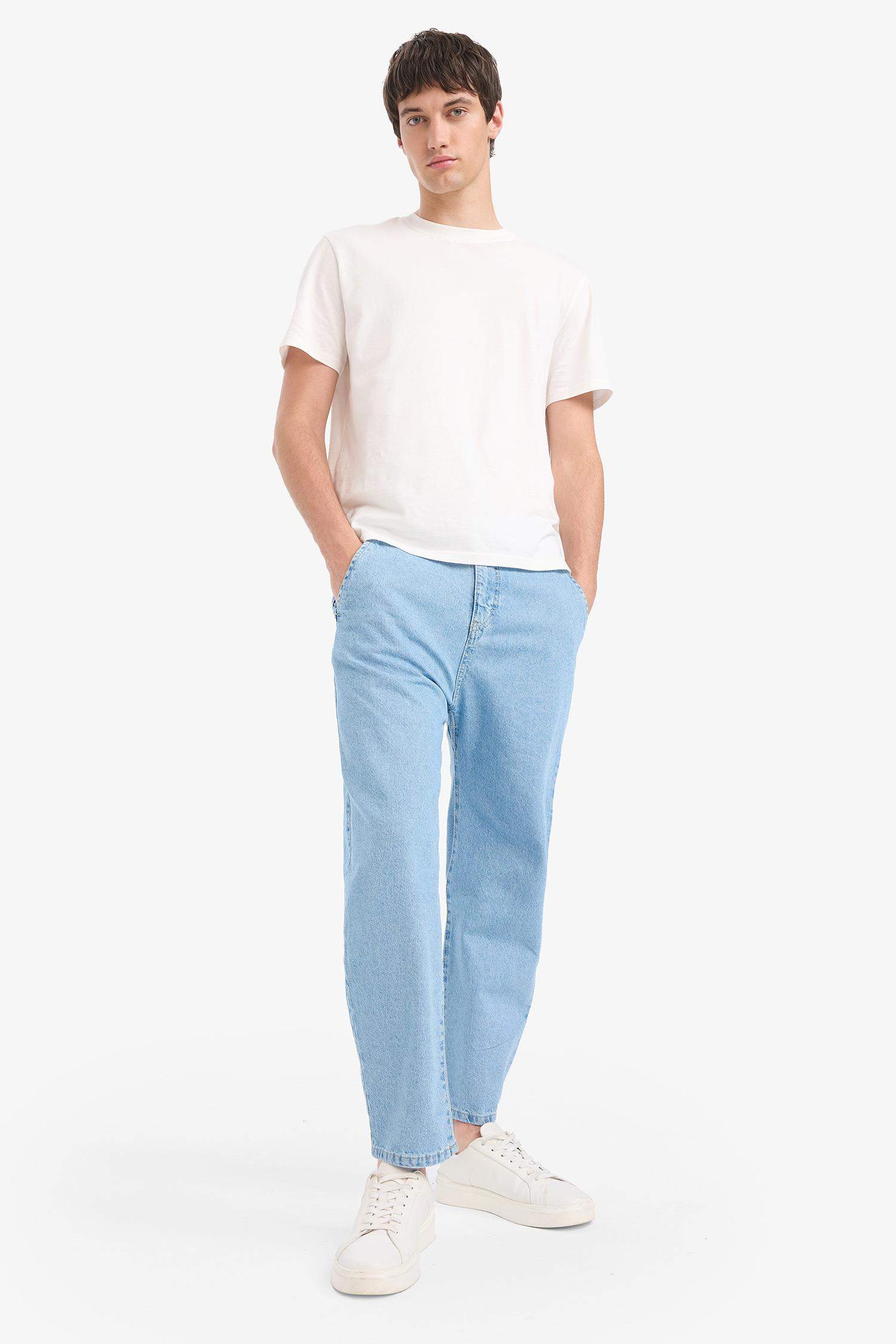 %100 Pamuk Relaxed Slouchy Fit Rahat Kesim Düz Paça Jean Pantolon