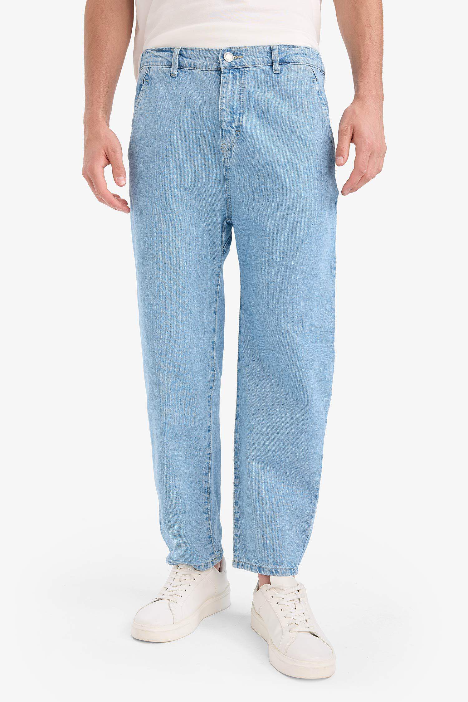 %100 Pamuk Relaxed Slouchy Fit Rahat Kesim Düz Paça Jean Pantolon