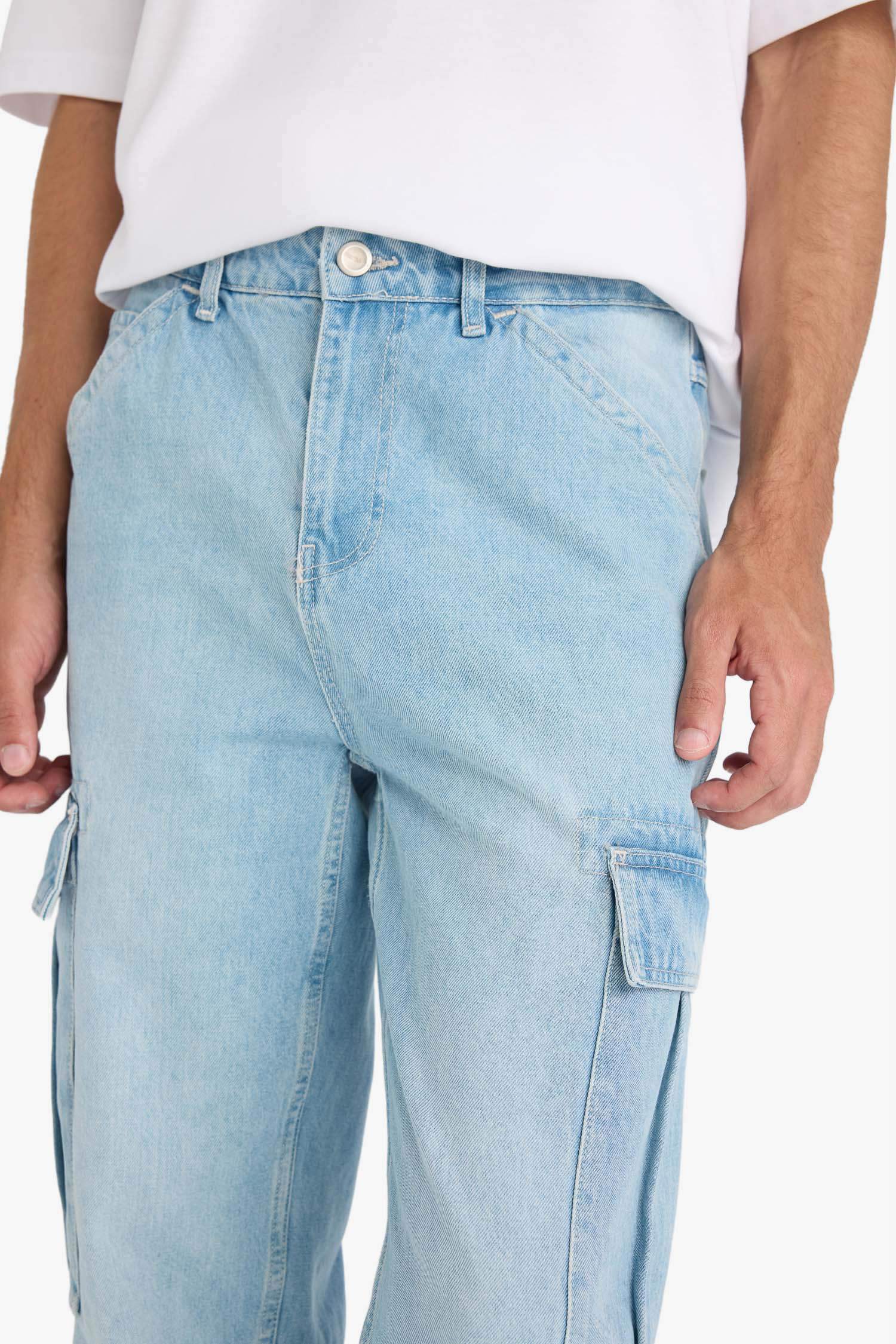 %100 Pamuk Relax Fit Düz Paça Jean Pantolon