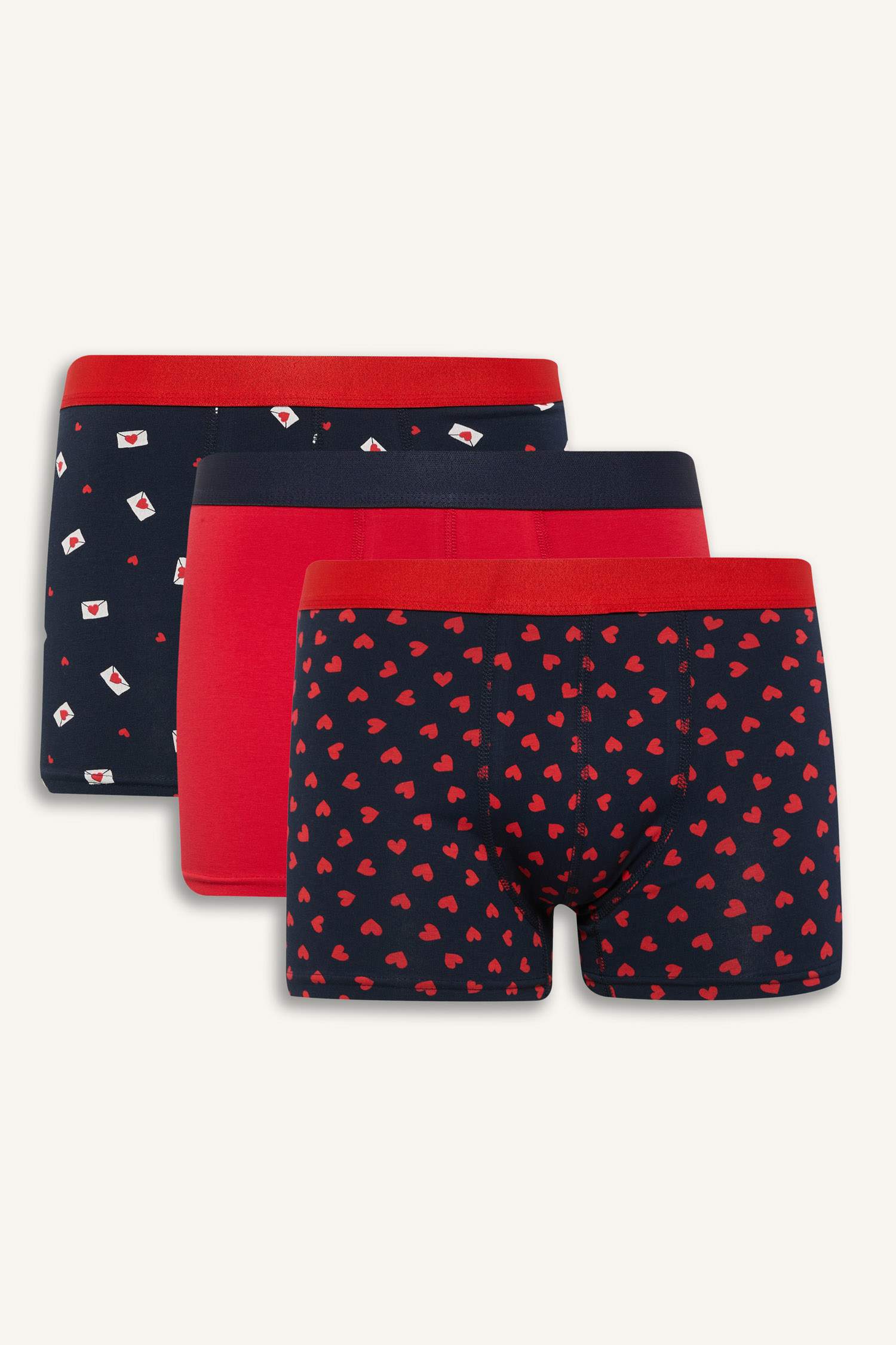 Heart Patterned 3 Piece Boxers