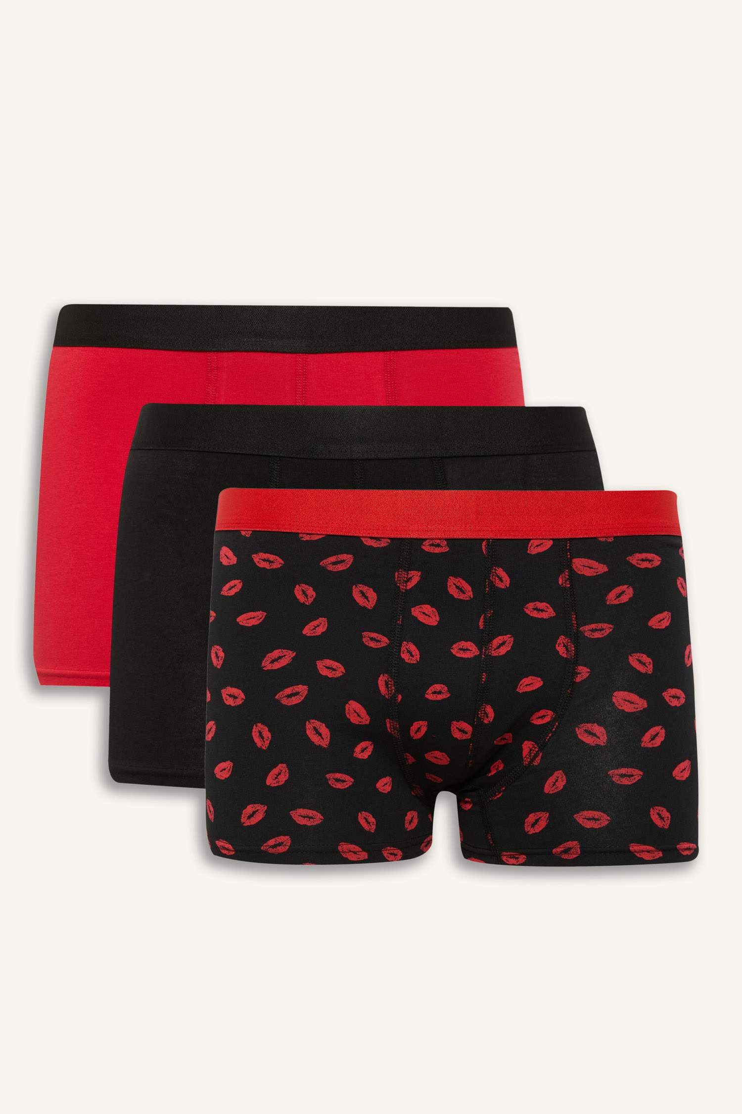 Heart Patterned 3 Piece Boxers
