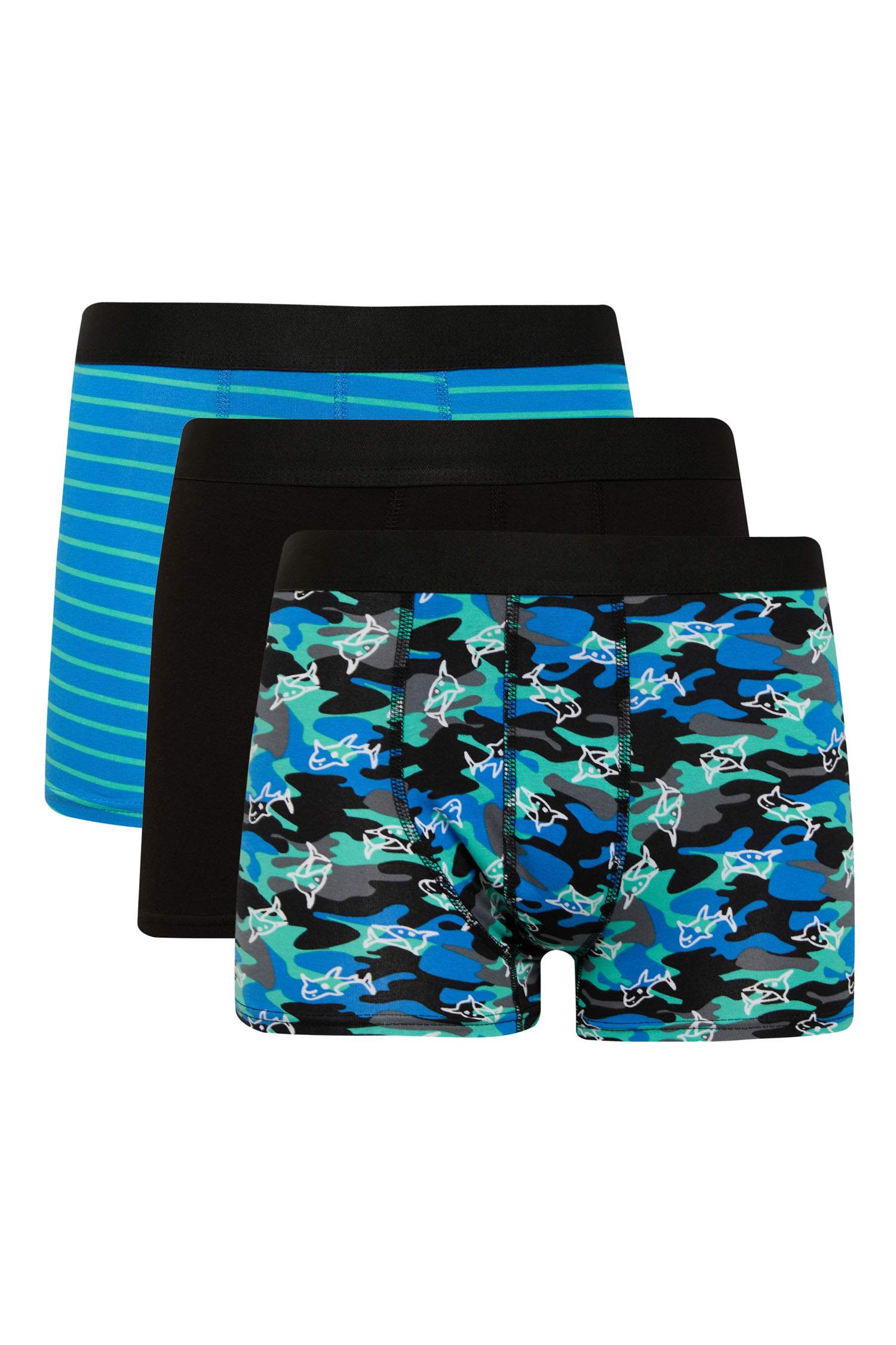 Regular Fit Kamuflaj Desenli 3'lü Boxer