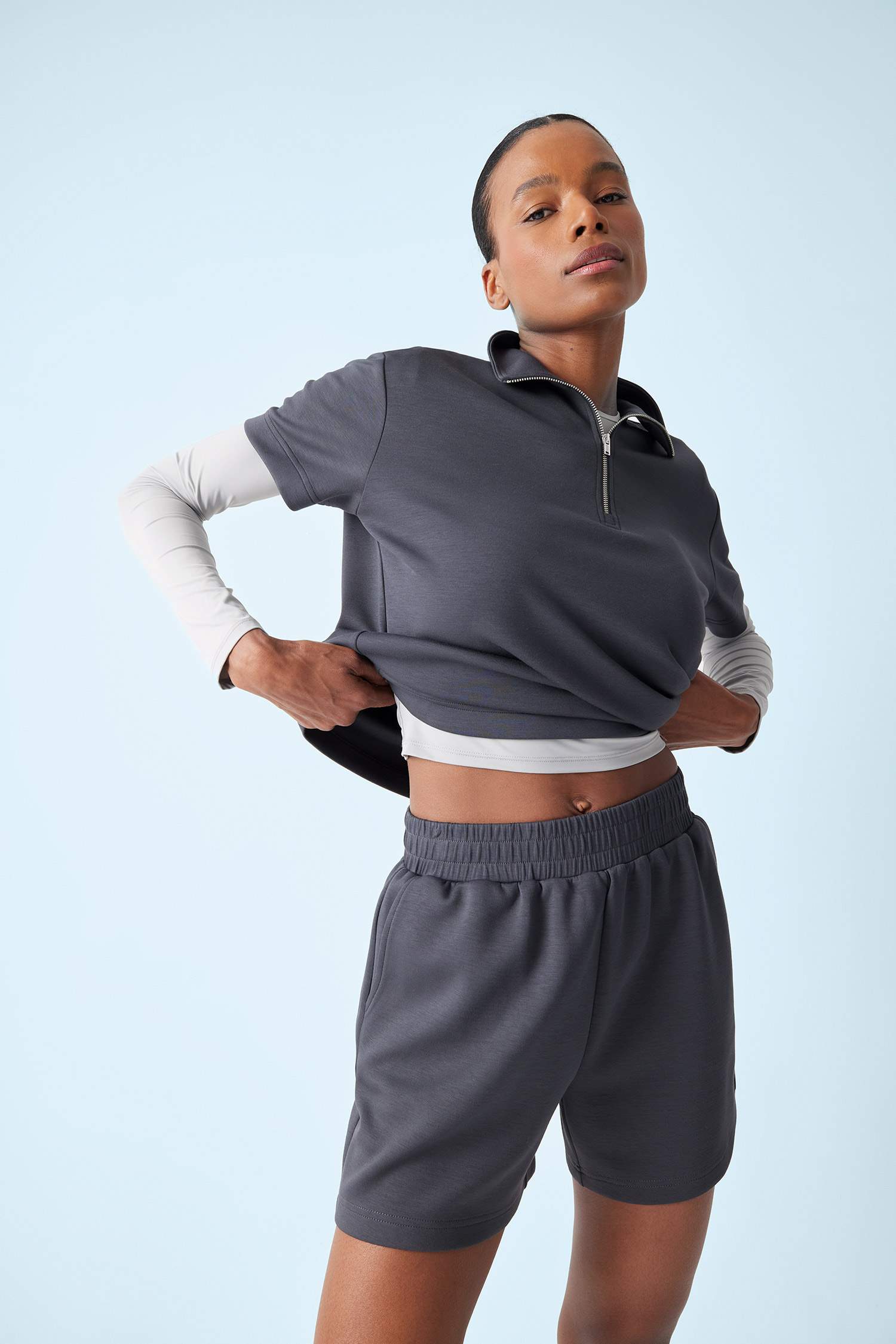 DeFactoFit Standart Fit Dik Yaka Modal Kısa Kollu Tişört