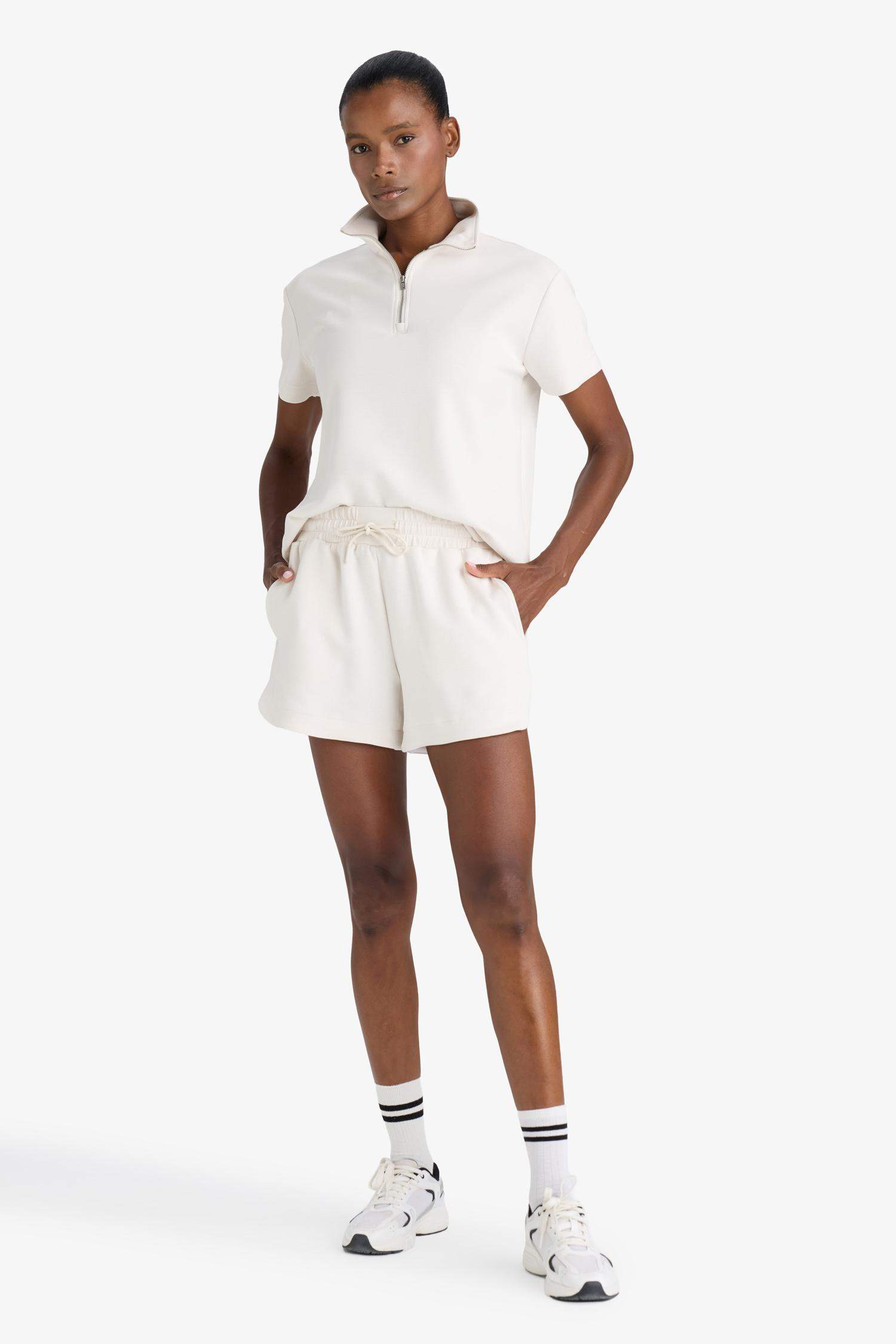 DeFactoFit Standart Fit Dik Yaka Modal Kısa Kollu Tişört