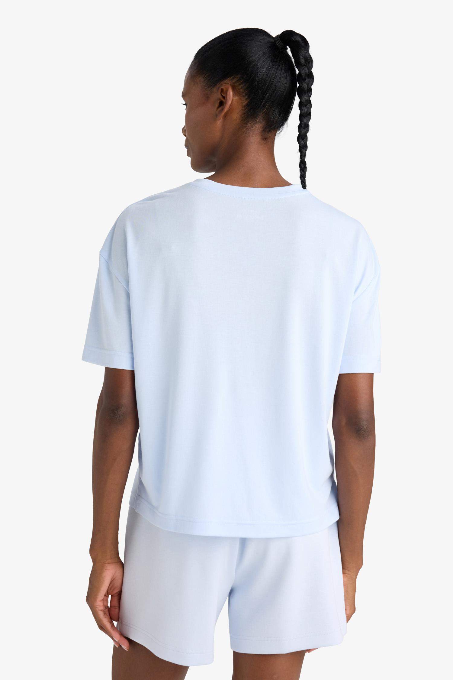 DeFactoFit Oversize Geniş Kalıp Bisiklet Yaka Modal Kısa Kollu Tişört