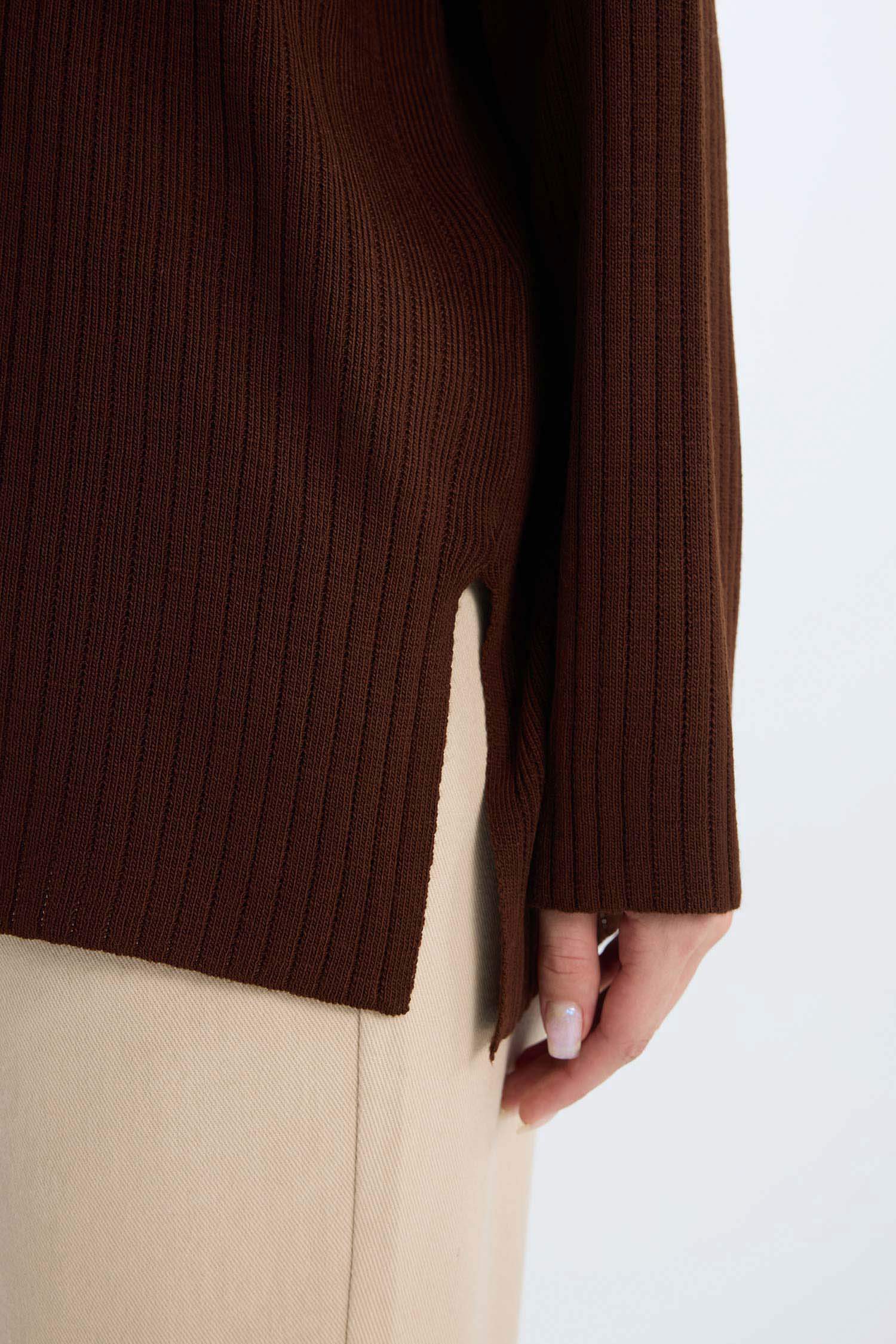 Relax Fit Crew Neck Basic Knit Tunic Pullover